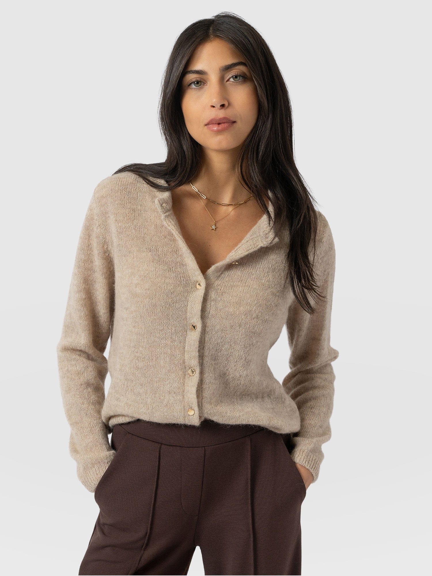 Ariella Cardigan Beige - Women's Cardigans | Saint + Sofia® UK