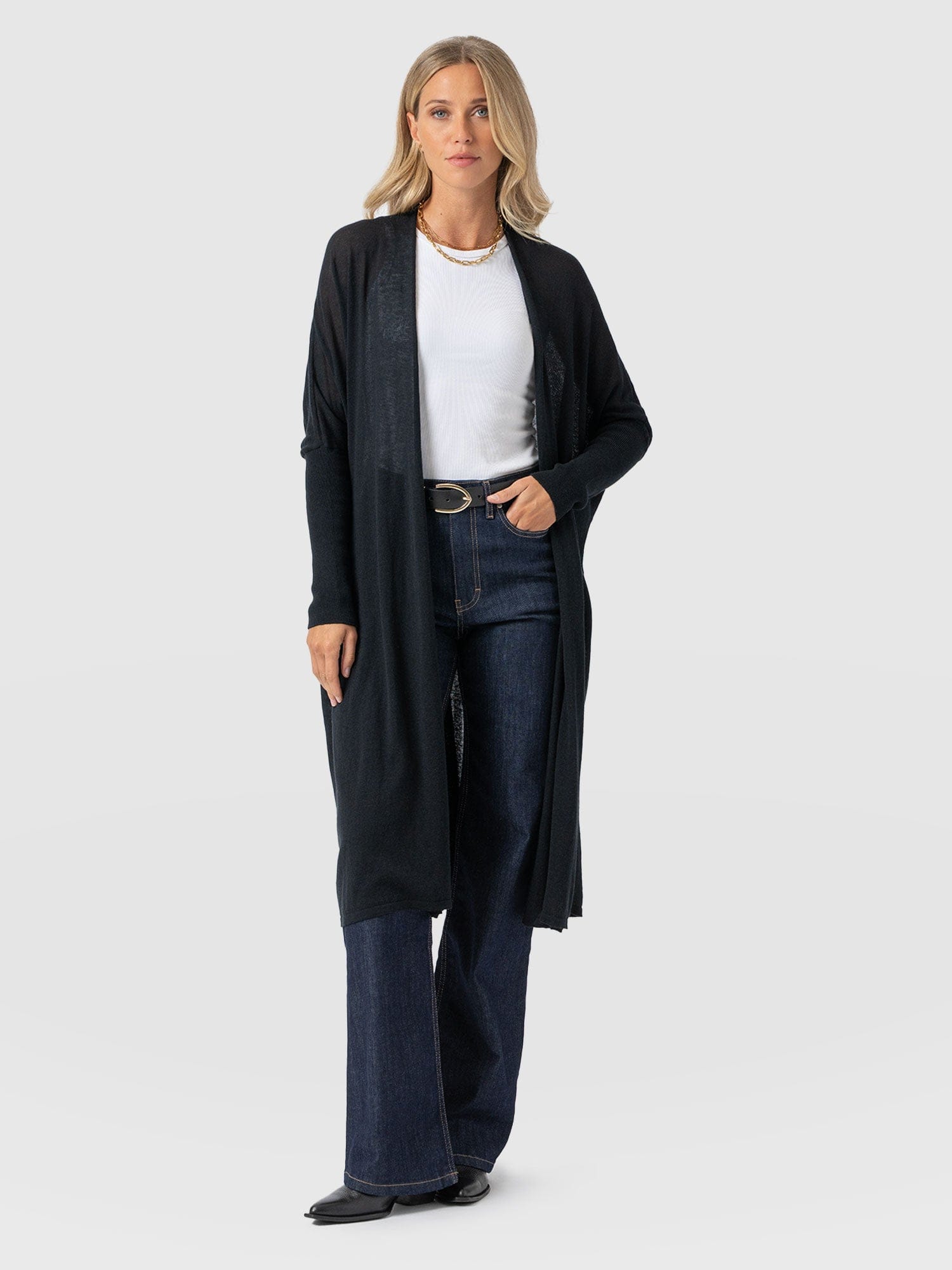 Waterfall Cardigan - Black - Women's Cardigans | Saint + Sofia® UK