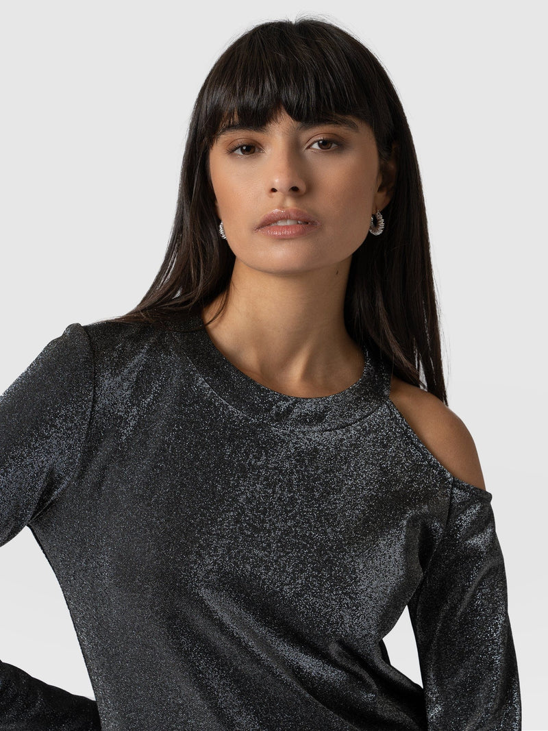 Jasna Cold Shoulder Tee - Silver