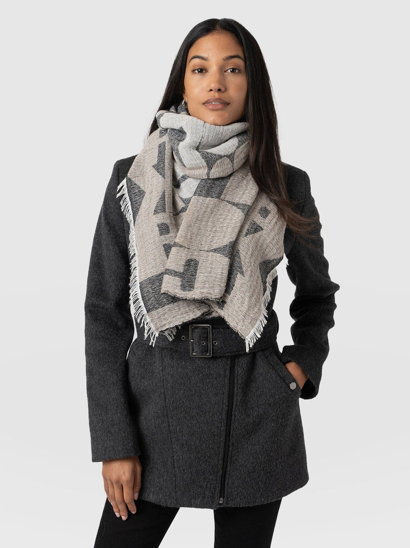 Abstract Rock Scarf - Black/Cream