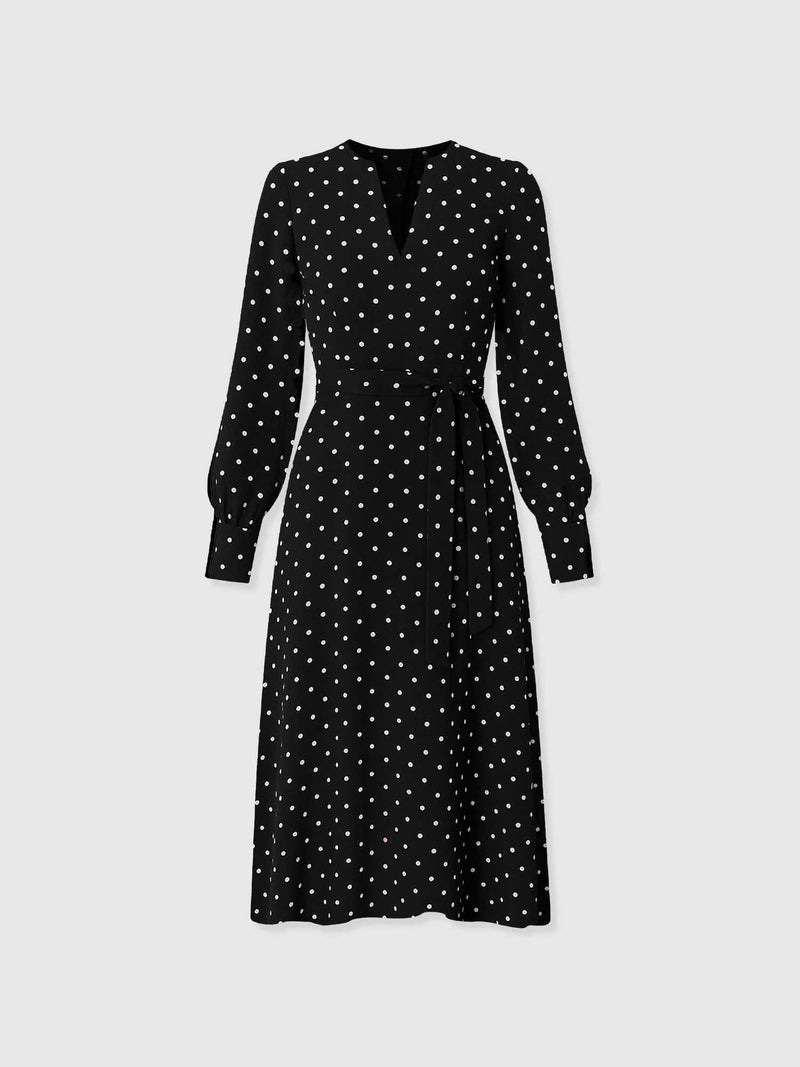 Adaline Zip Up Dress - Black Polka Dot - Women's Dresses | Saint + Sofia® UK