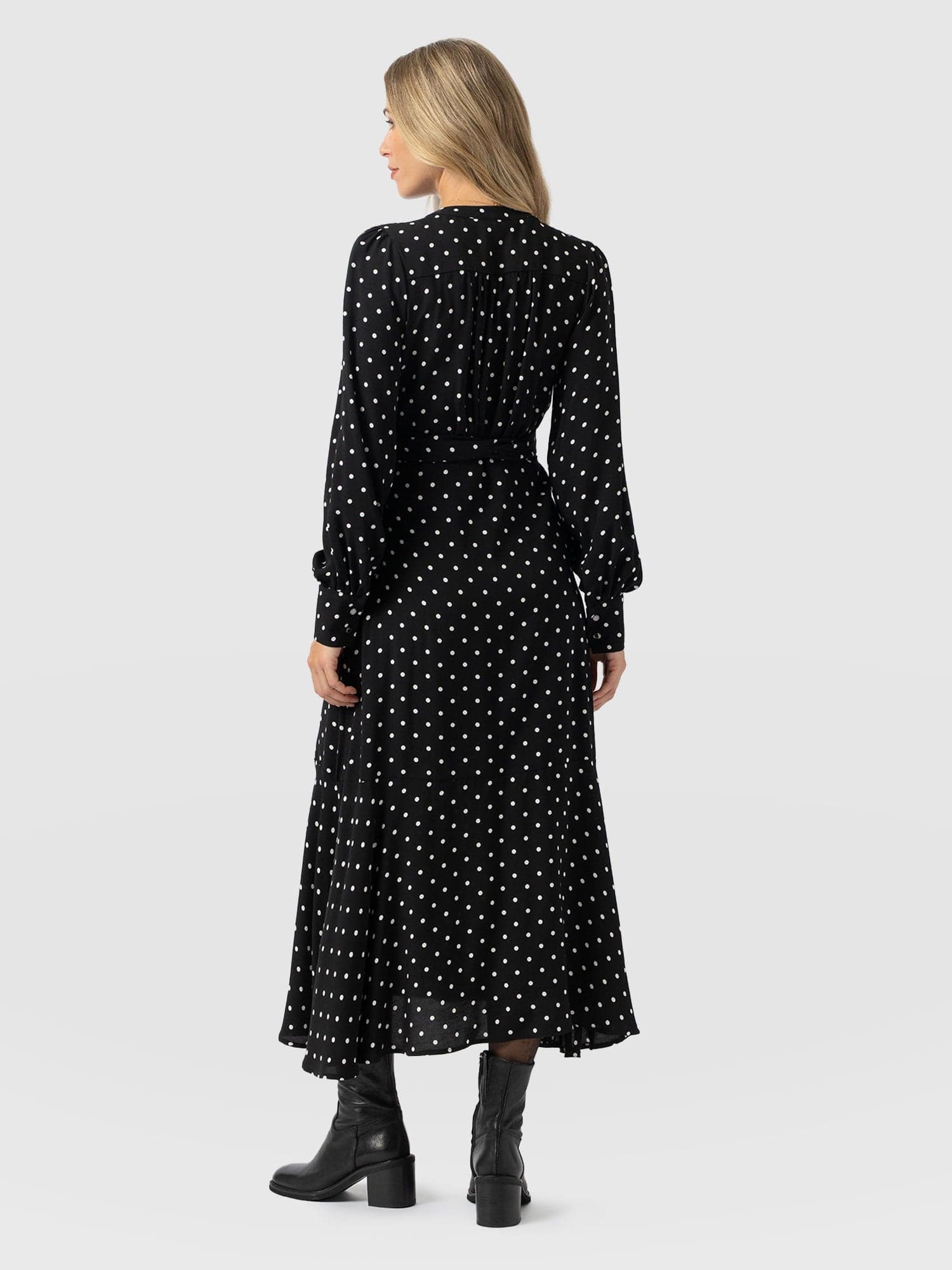 Adaline Zip Up Dress - Black Polka Dot - Women's Dresses | Saint + Sofia® UK