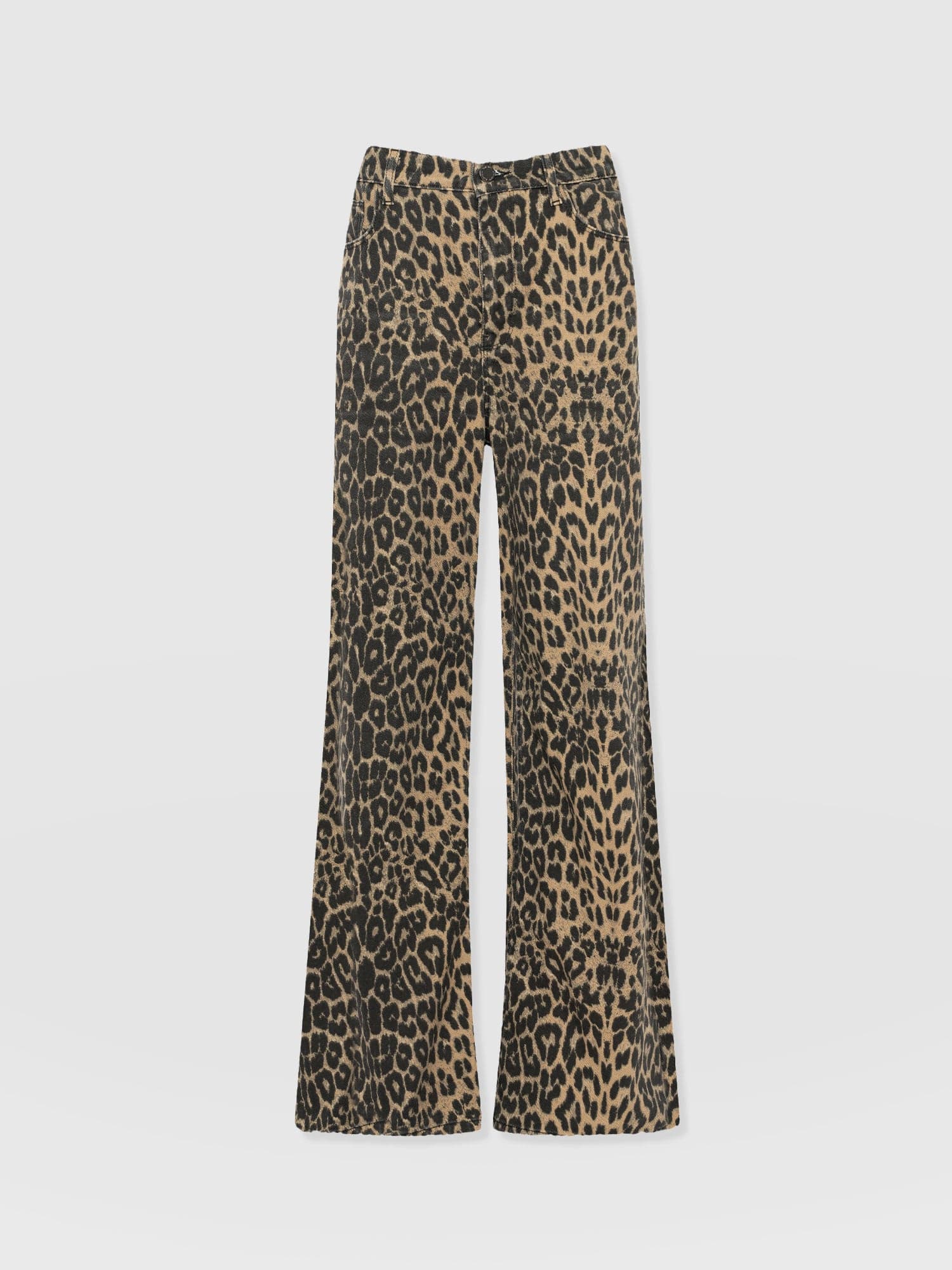 Adjustable Wide Leg Jean - Leopard