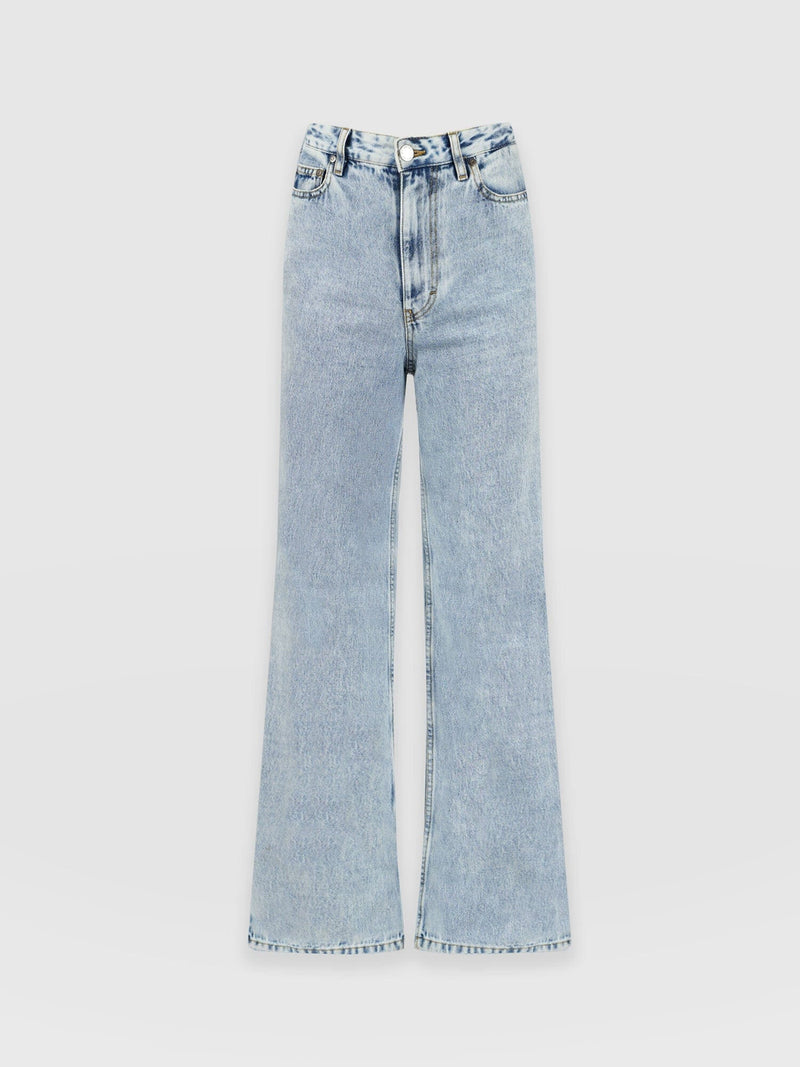 Adjustable Wide Leg Jeans - Pale Blue