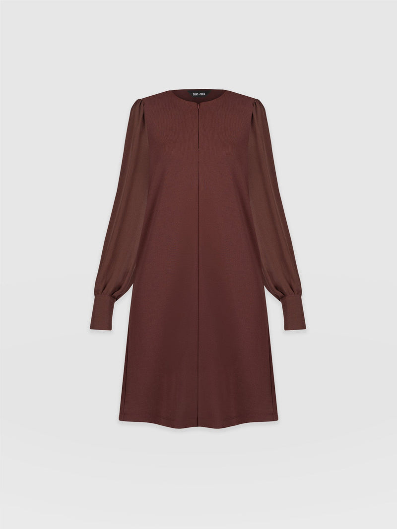 Esme Zip Up Dress - Maroon