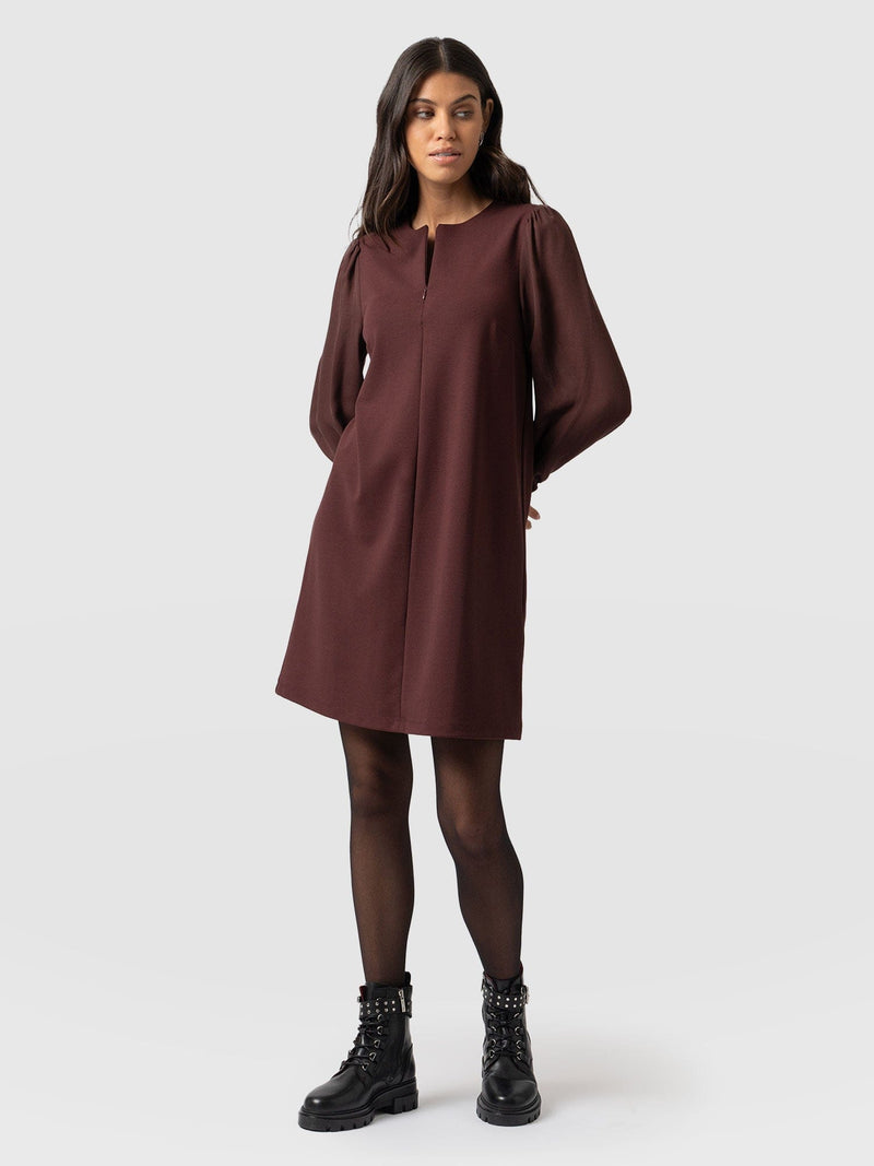 Esme Zip Up Dress - Maroon