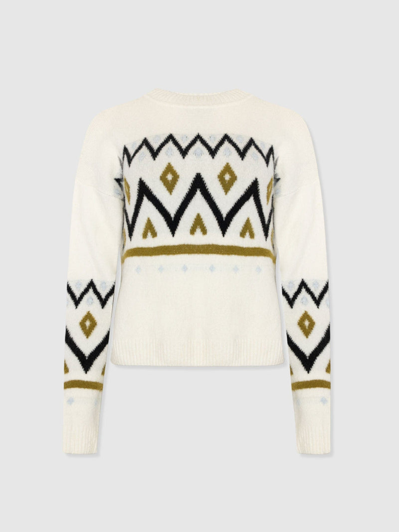 Allana Fairisle Jumper - White - Women's Jumpers | Saint + Sofia® UK