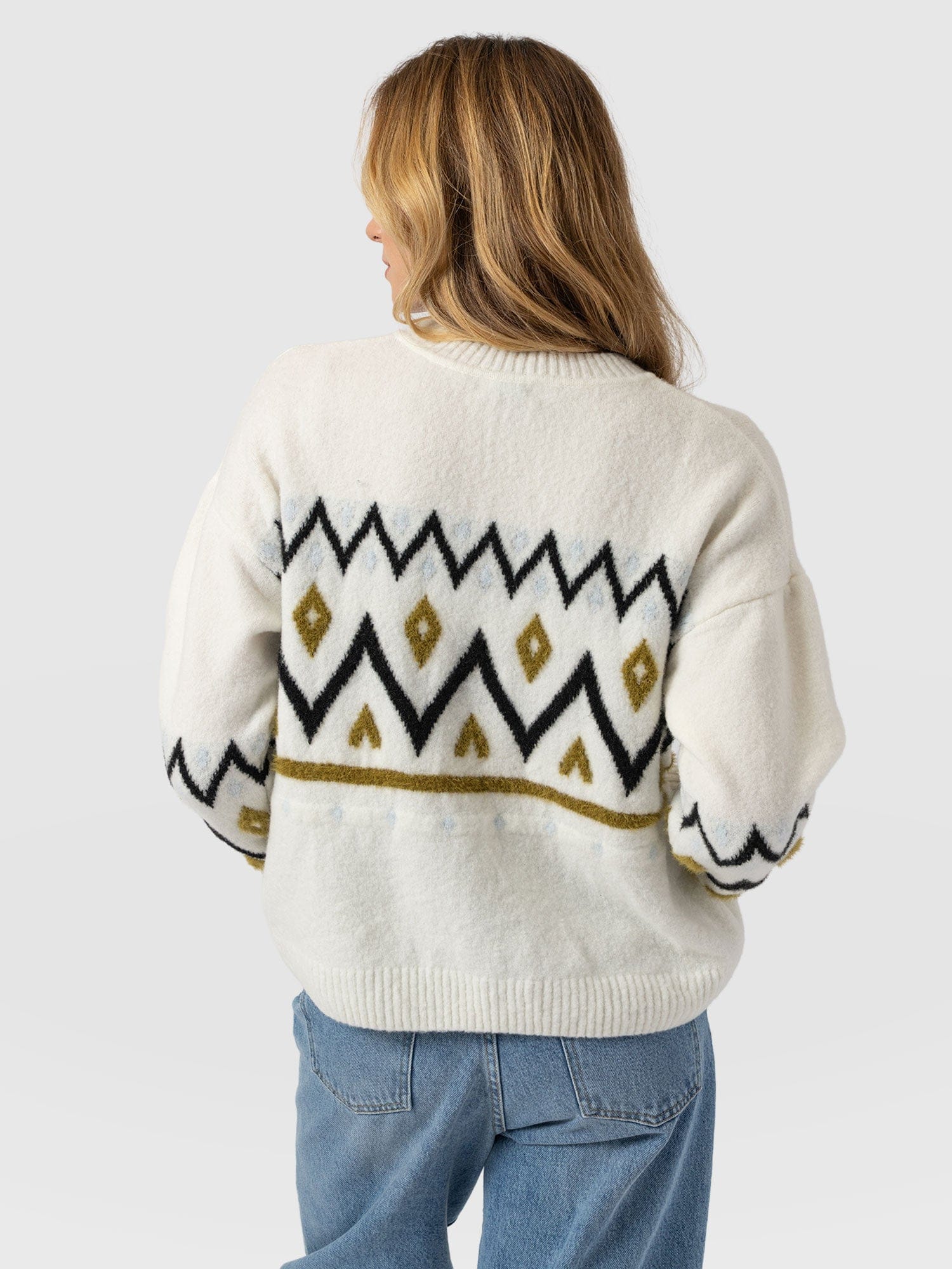 Allana Fairisle Jumper - White - Women's Jumpers | Saint + Sofia® UK