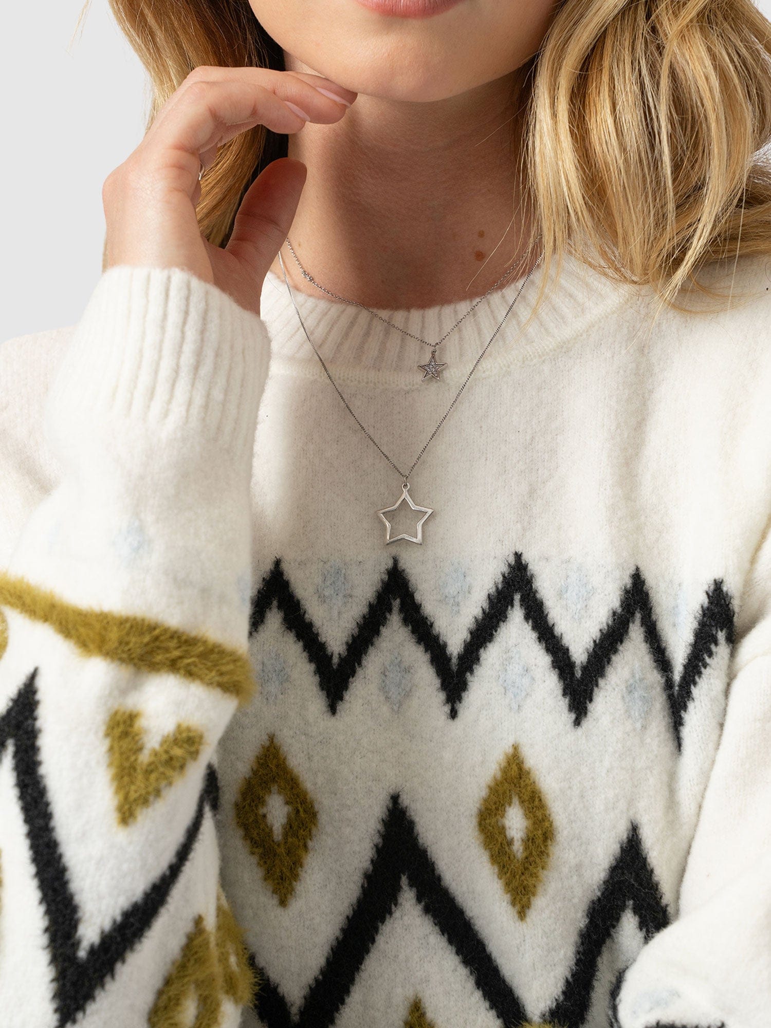 Allana Fairisle Jumper - White - Women's Jumpers | Saint + Sofia® UK