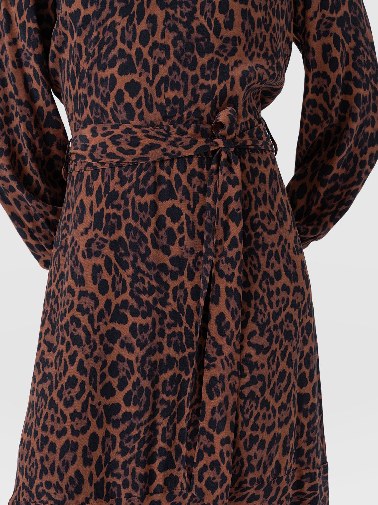 Allegra V Neck Dress - Brown Leopard