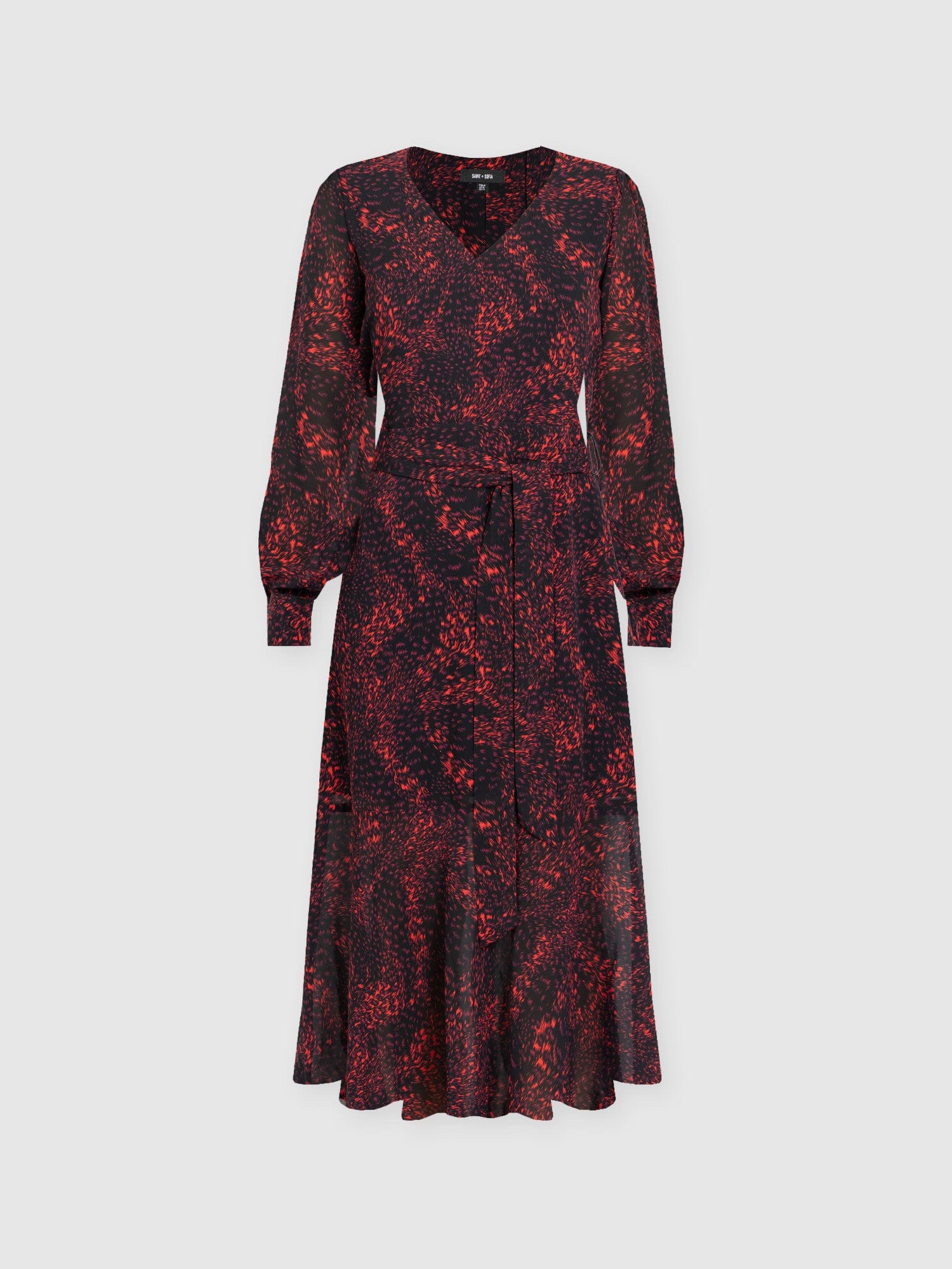 Allegra V Neck Dress - Red Fade Spot