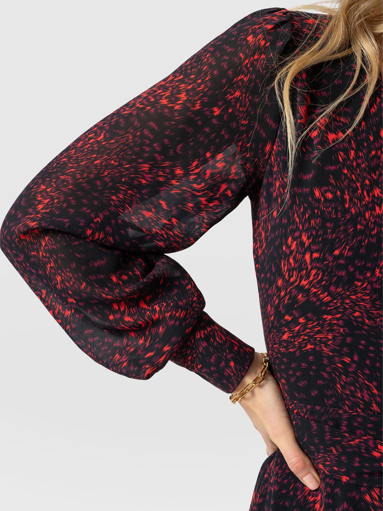 Allegra V Neck Dress - Red Fade Spot