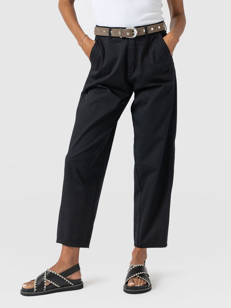 Alma Barrel Leg Chino - Black