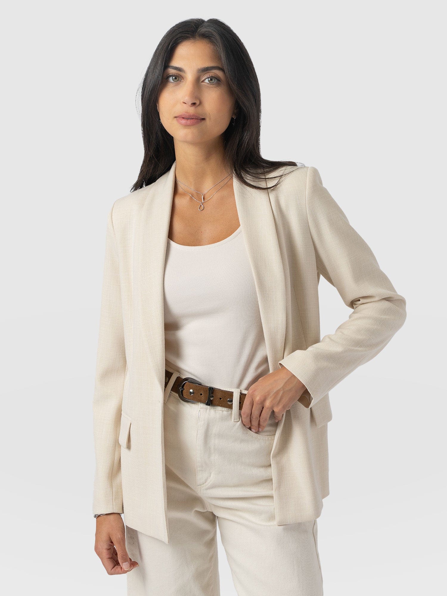 Argent Blazer - Cream - Women's Jackets | Saint + Sofia® UK