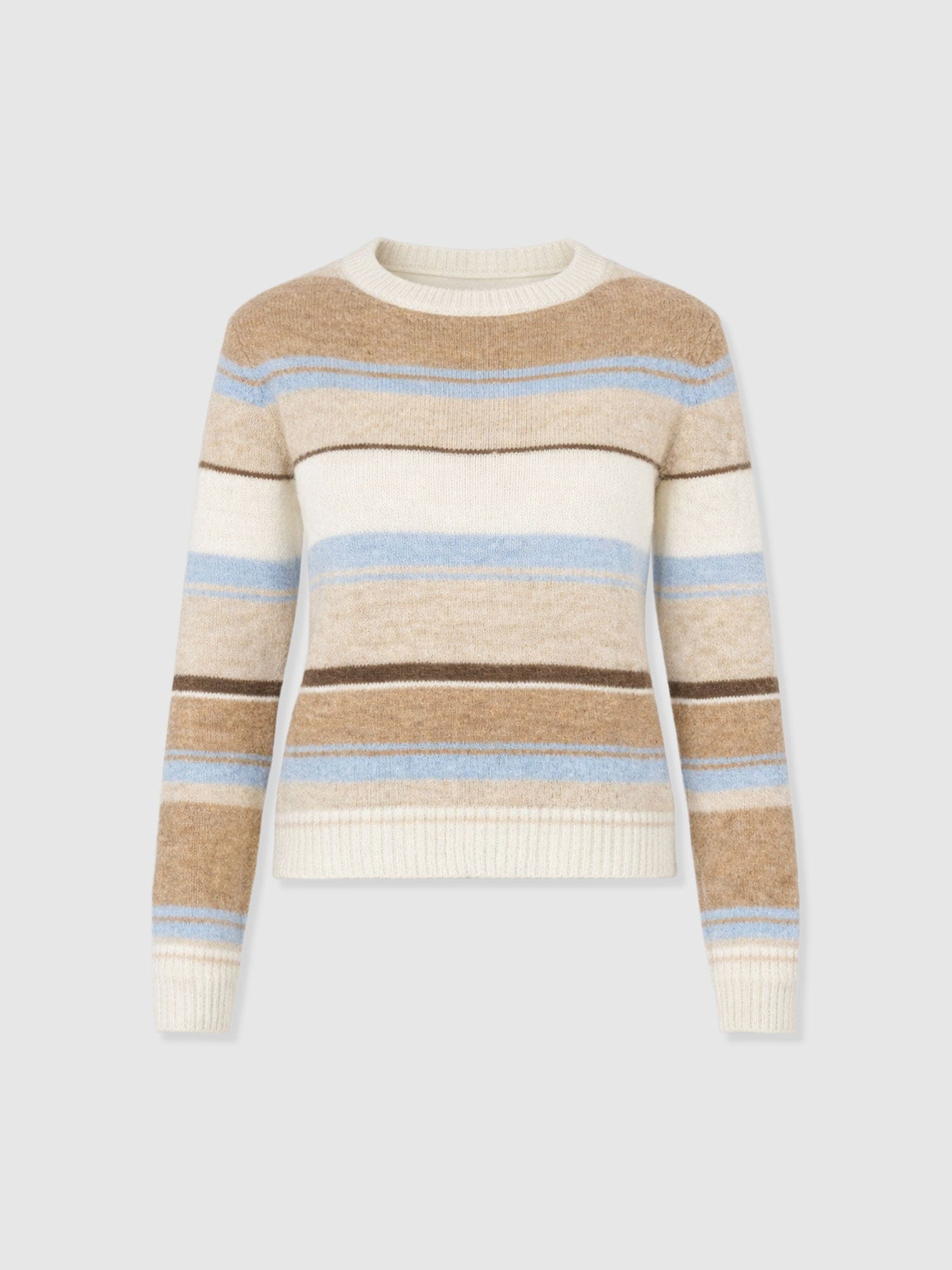 Ariella Boat Neck Jumper - Blue/Brown Stripe