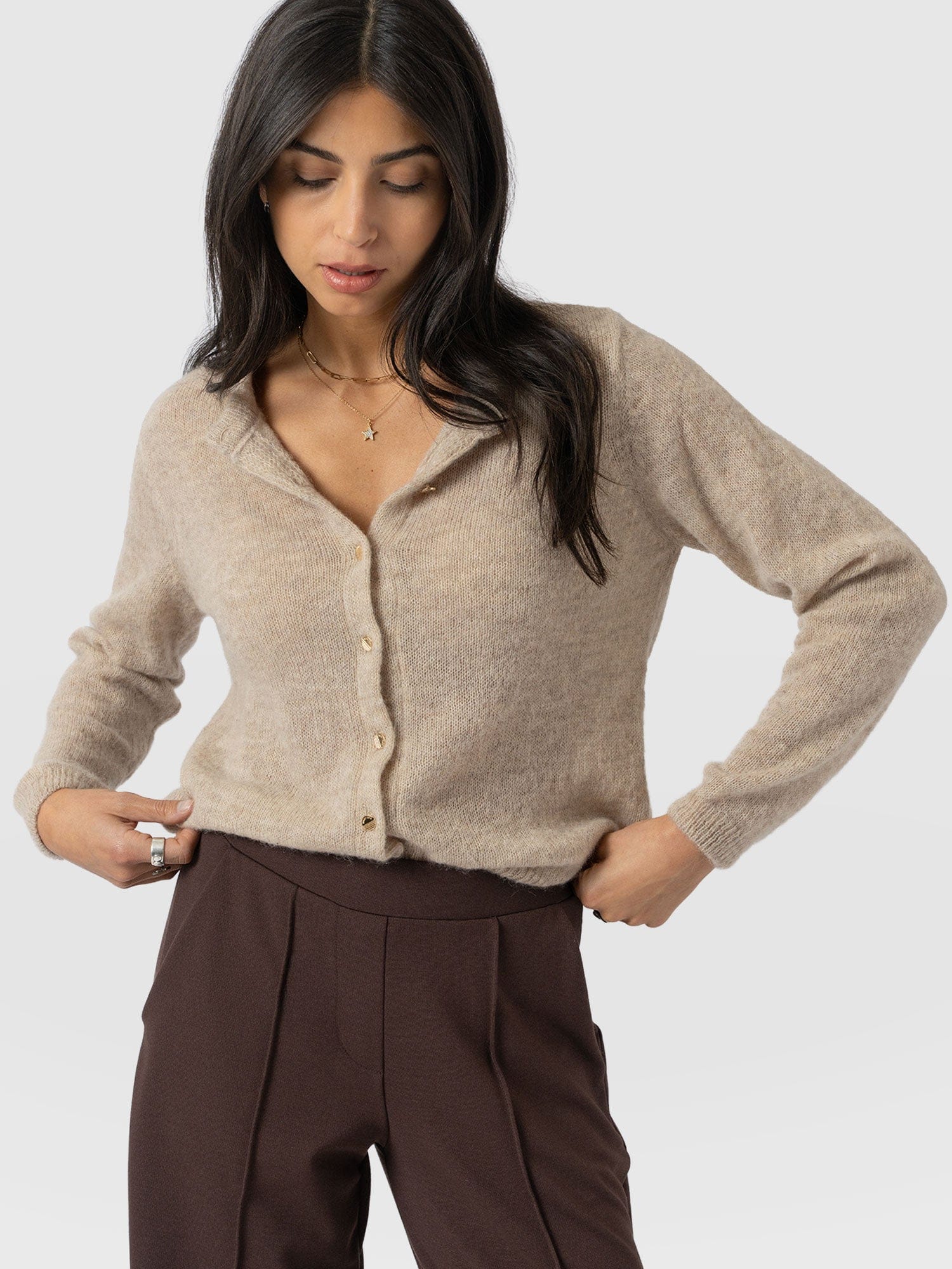 Ariella Cardigan Beige - Women's Cardigans | Saint + Sofia® UK