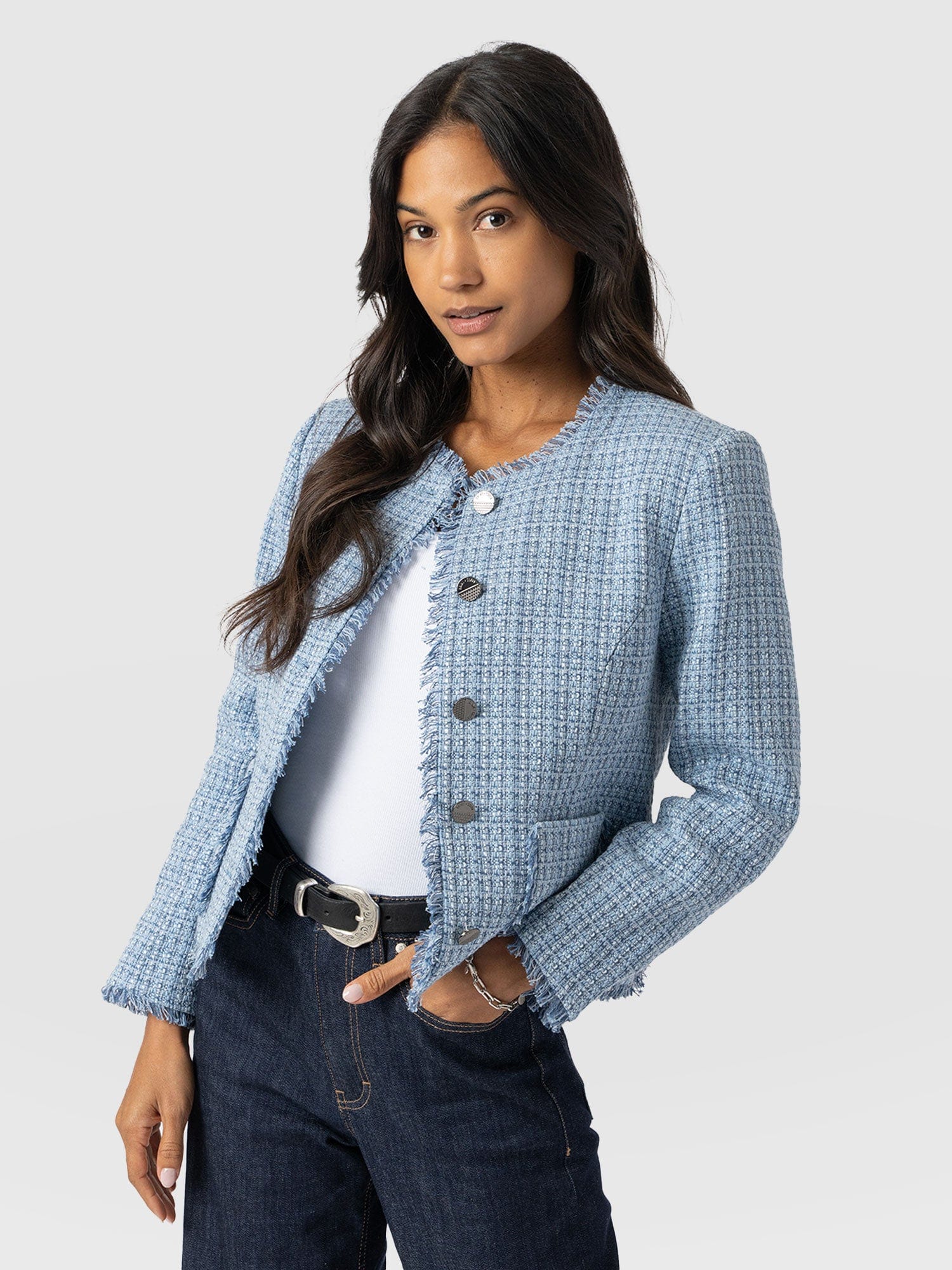 Ashby Jacket Pale Blue - Women's Jackets | Saint + Sofia® UK