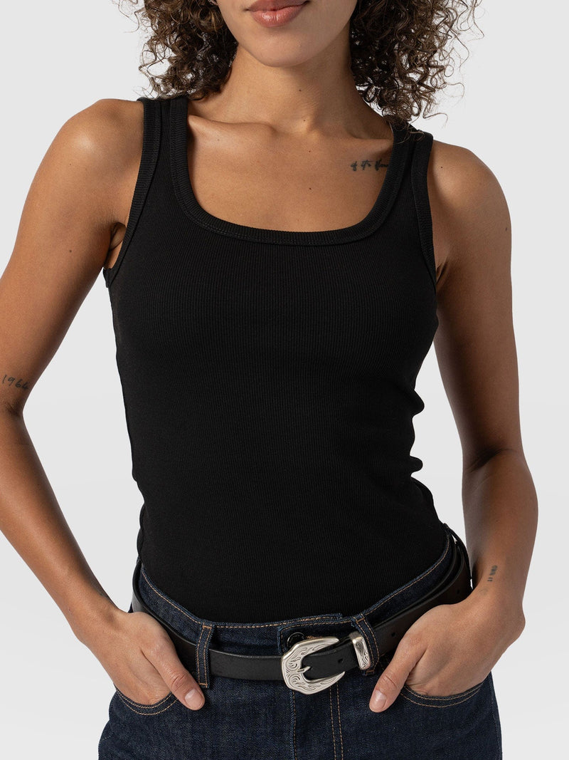 Asher Scoop Neck Vest - Black