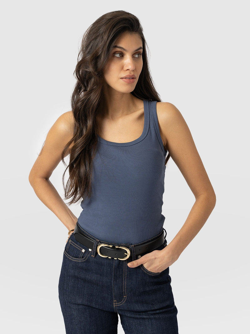 Asher Scoop Neck Vest - Dusty Blue