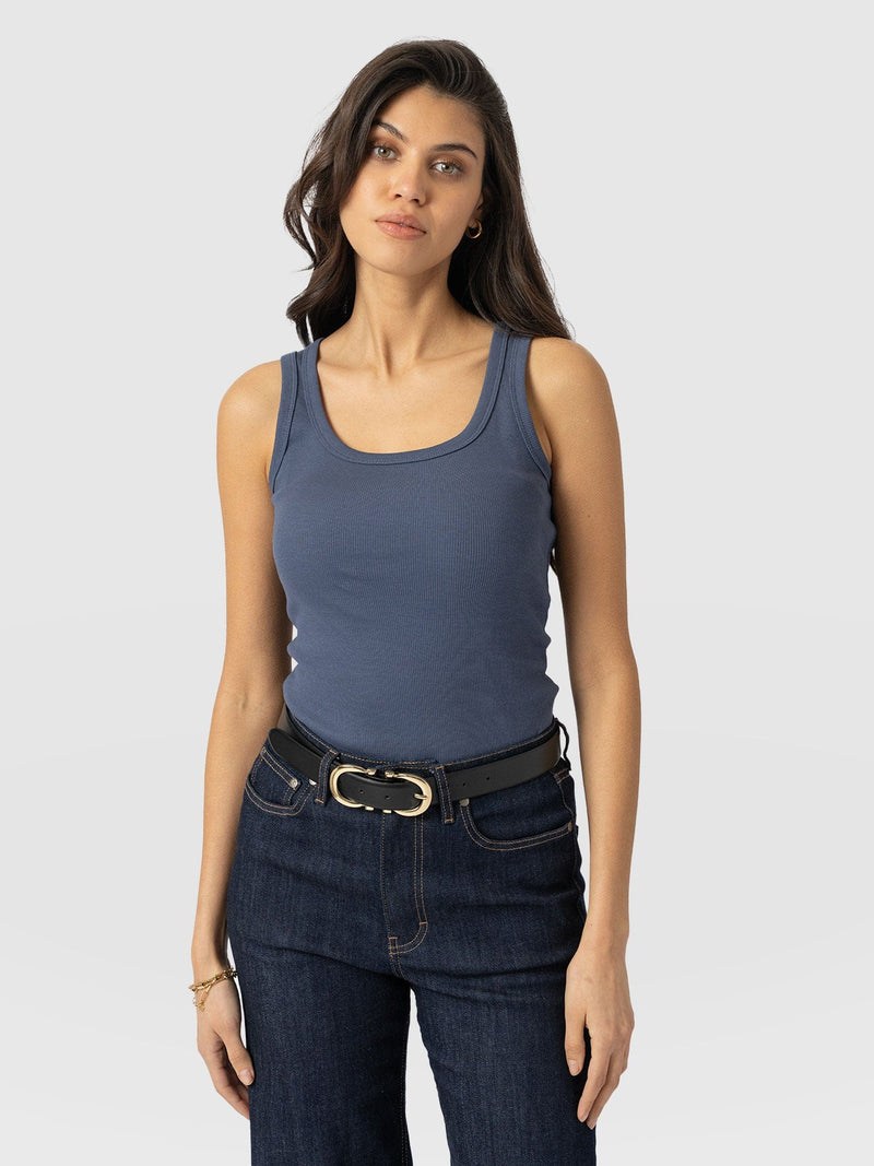 Asher Scoop Neck Vest - Dusty Blue