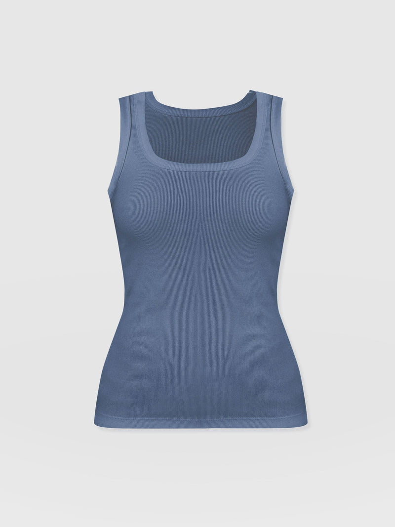 Asher Scoop Neck Vest - Dusty Blue