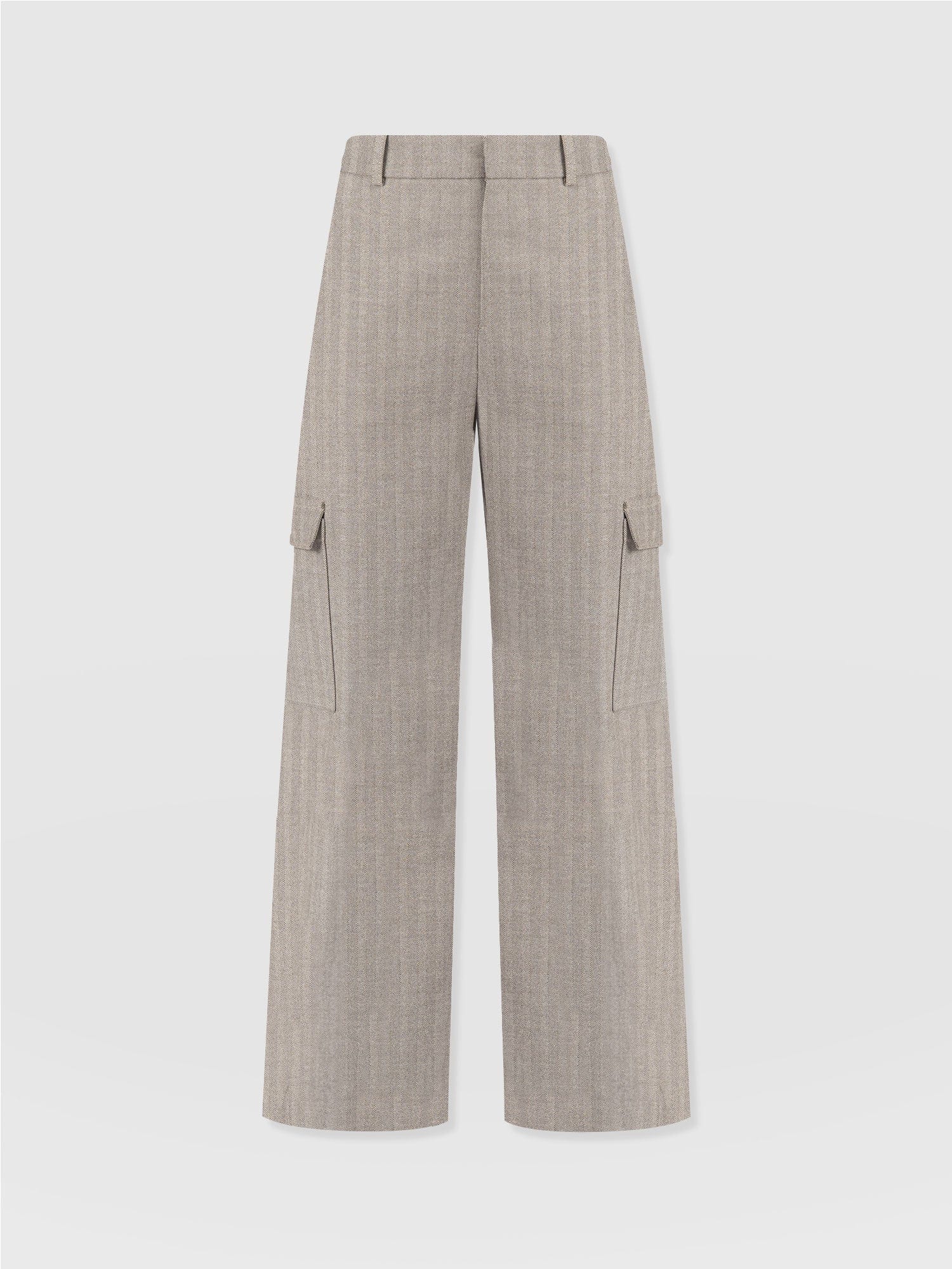 Astrid Cargo Pant - Brown Herringbone