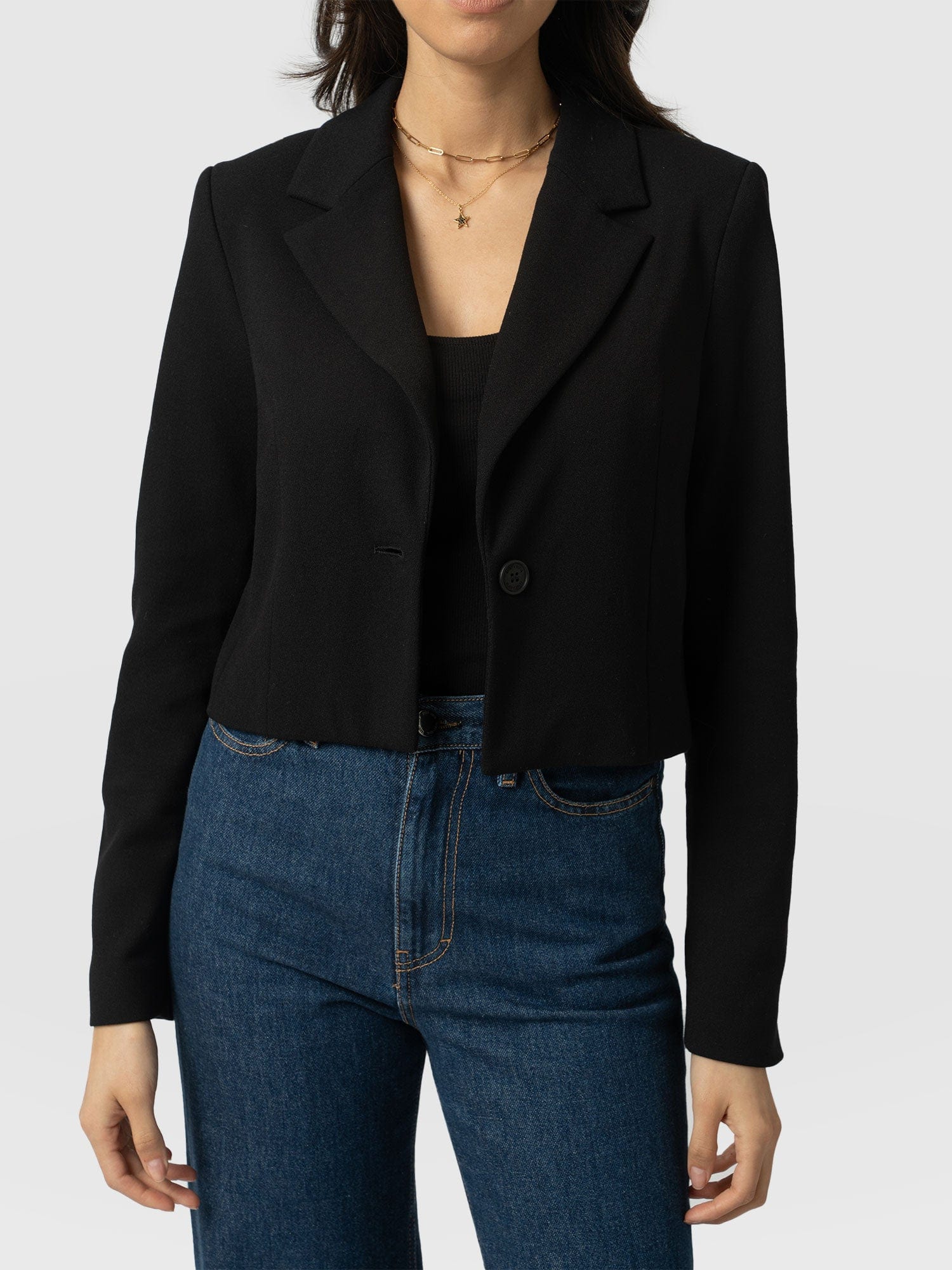 Astrid Cropped Blazer Black - Women's Blazers | Saint + Sofia® UK