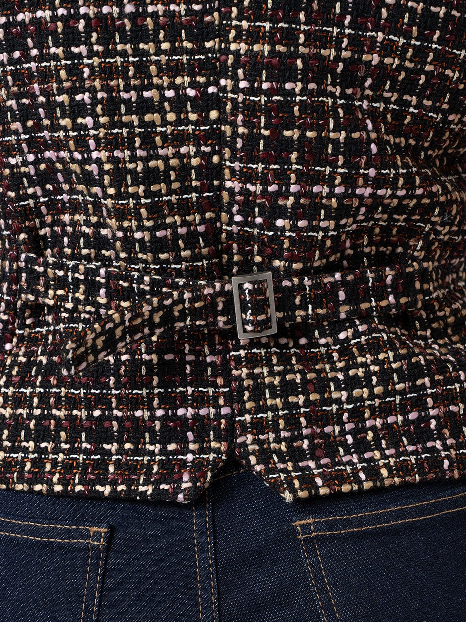 Astrid Waistcoat - Black/Burgundy/Gold Boucle - Women's Jackets | Saint + Sofia® UK