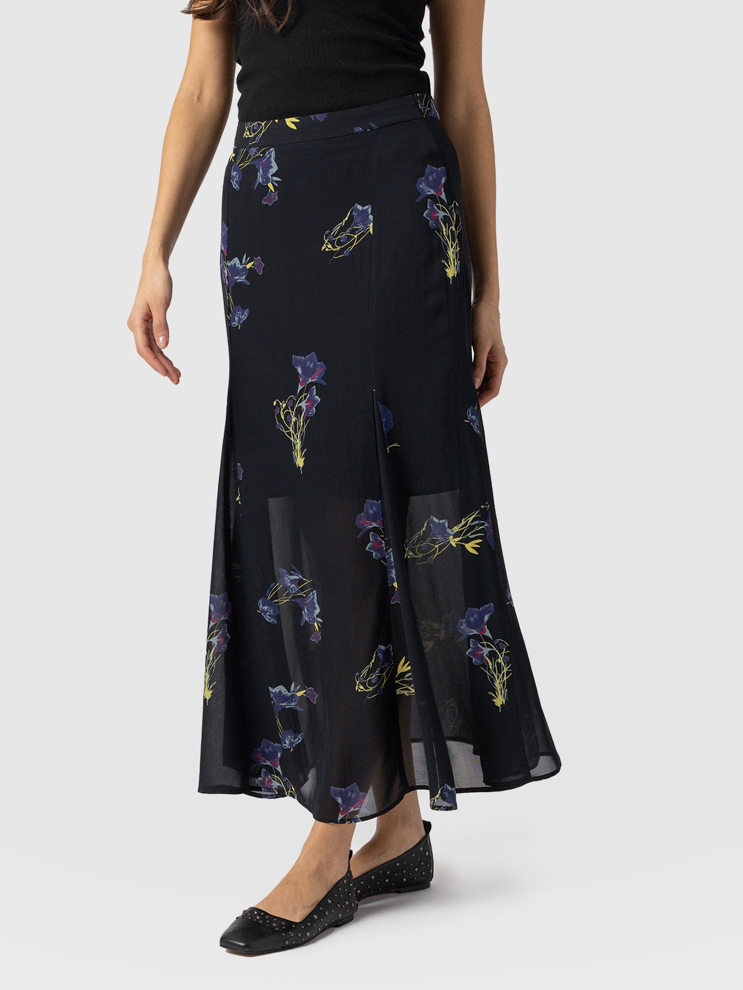 Audrey Skirt Blue Lily Gardens - Women's Skirts | Saint + Sofia® UK