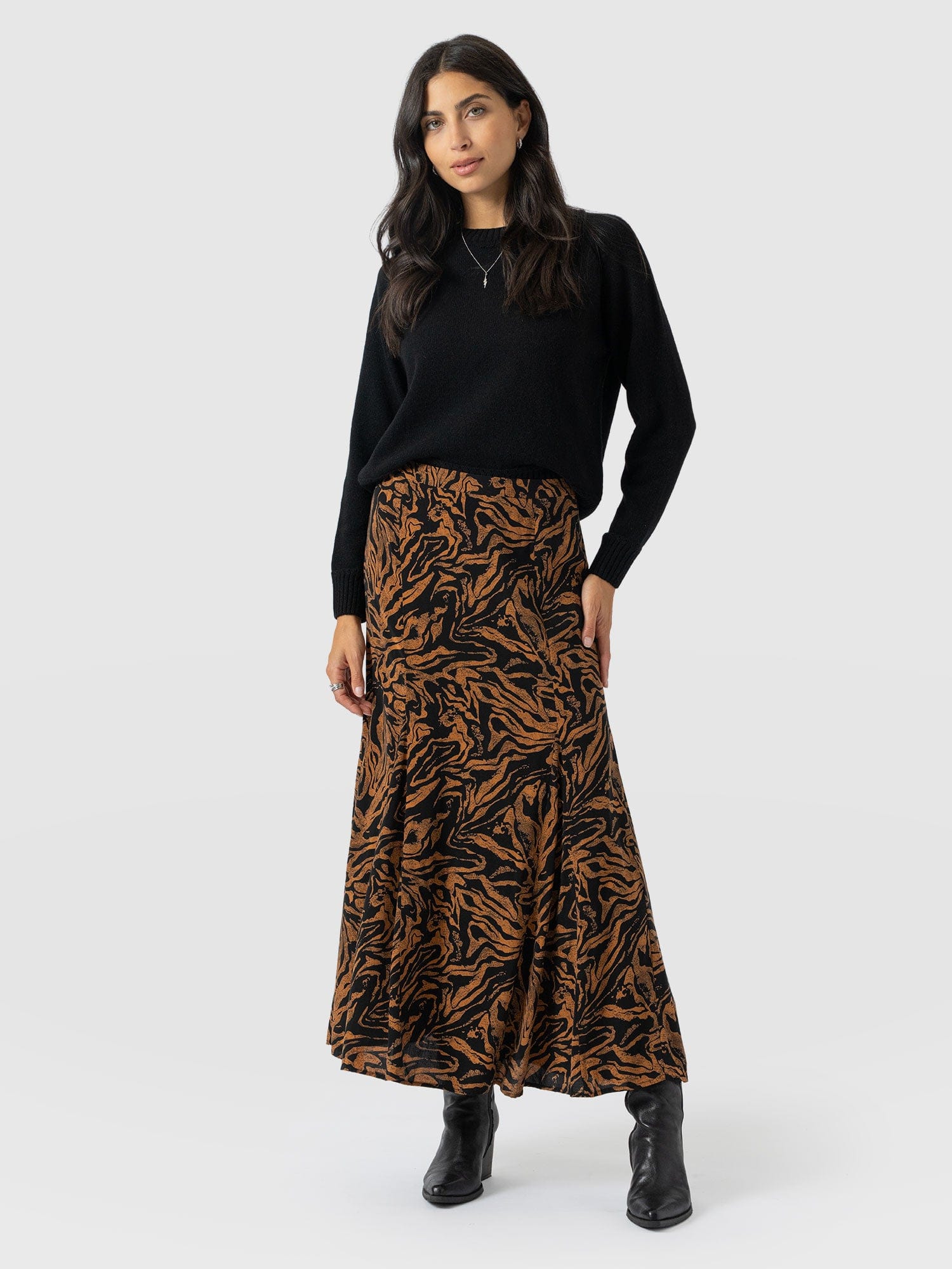 Audrey Skirt - Brown Zebra - Women's Skirts | Saint + Sofia® UK