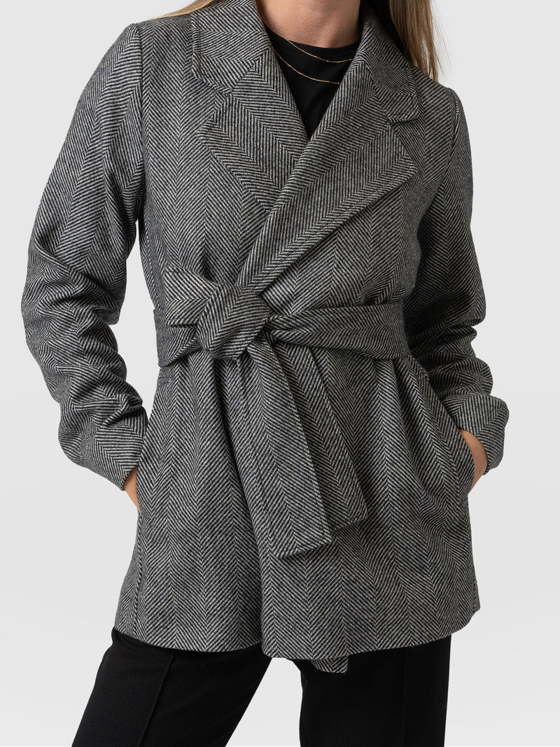 Audrey Wrap Coat - Chevron