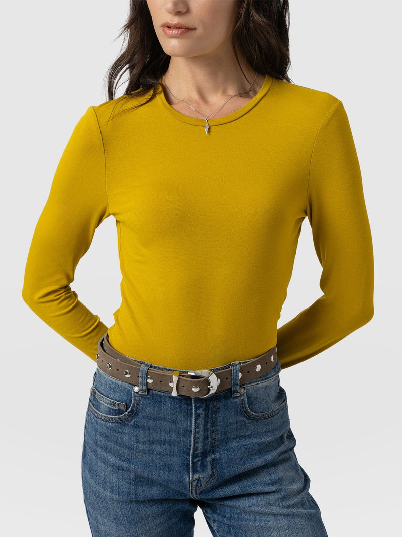 Austen Crew Neck Long Sleeve Tee - Mustard