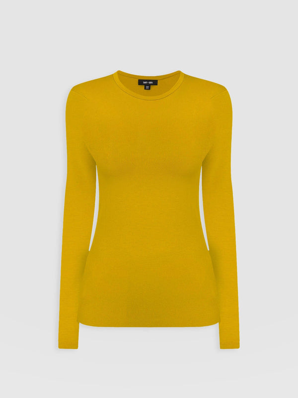 Austen Crew Neck Long Sleeve Tee - Mustard