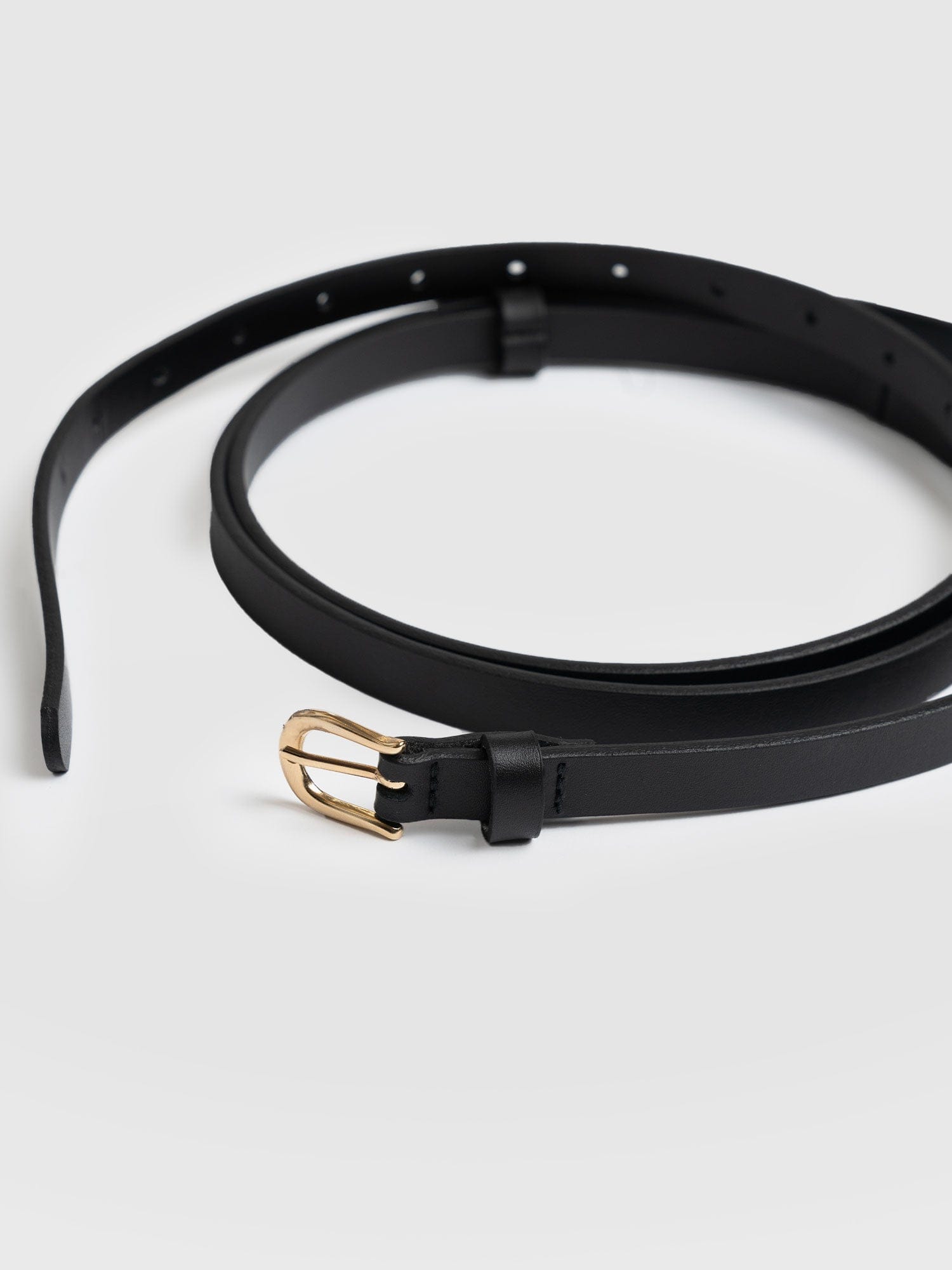 Axel Double Skinny Belt Black - Leather Belts | Saint + Sofia® UK