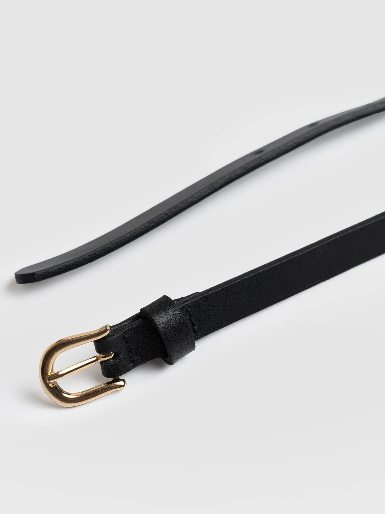 Axel Double Skinny Belt Black - Leather Belts | Saint + Sofia® UK