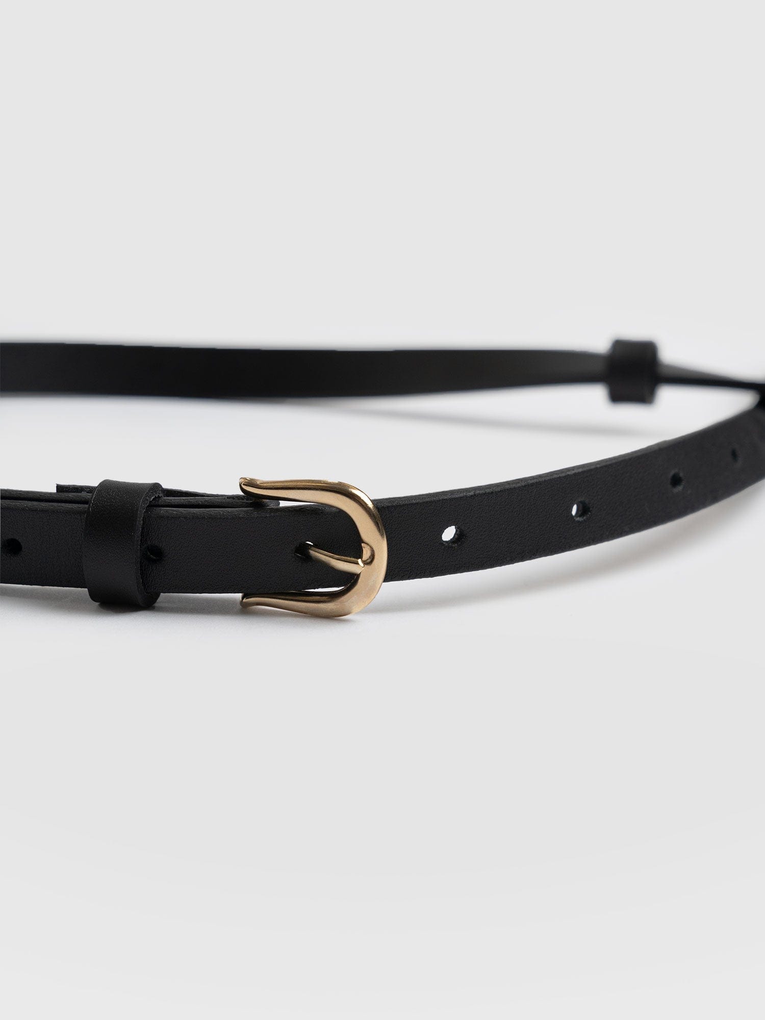 Axel Double Skinny Belt Black - Leather Belts | Saint + Sofia® UK