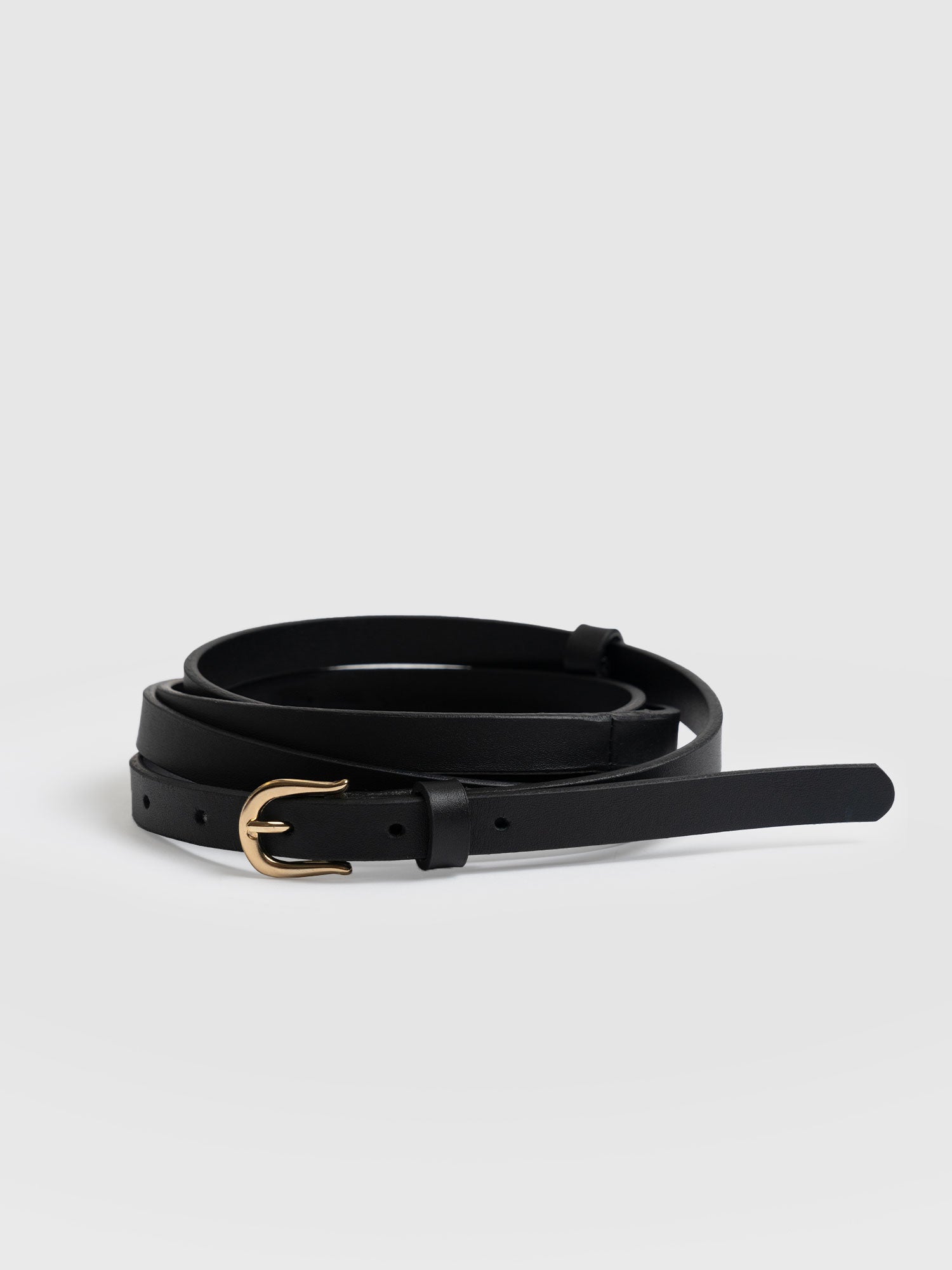 Axel Double Skinny Belt Black - Leather Belts | Saint + Sofia® UK