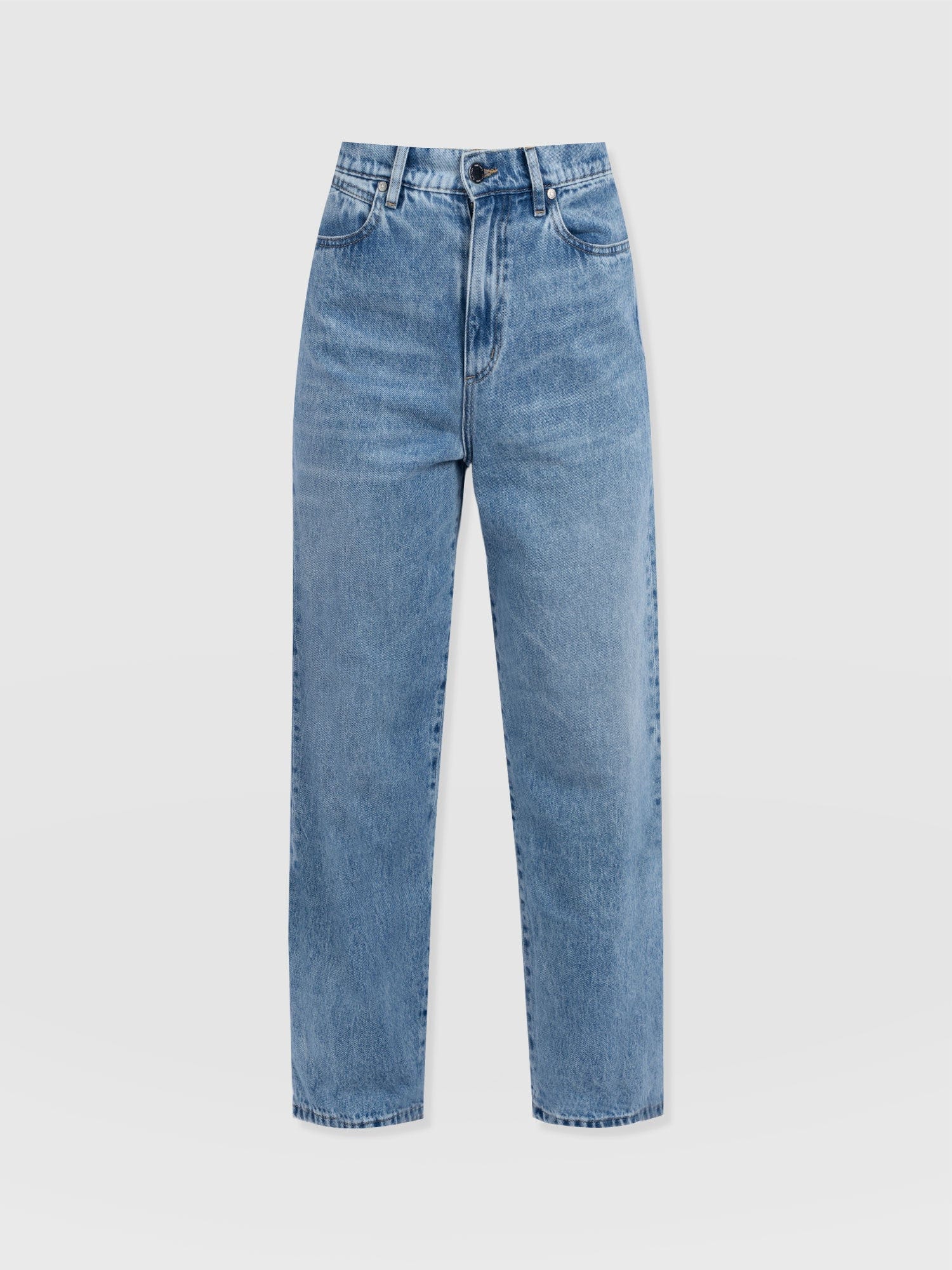 Barrel Leg Jean - Mid Blue - Women's Denims | Saint + Sofia® UK