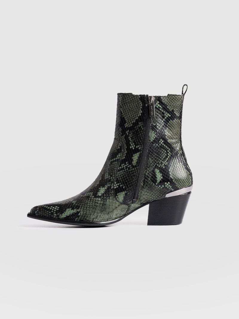 Billie Snake Boot - Green