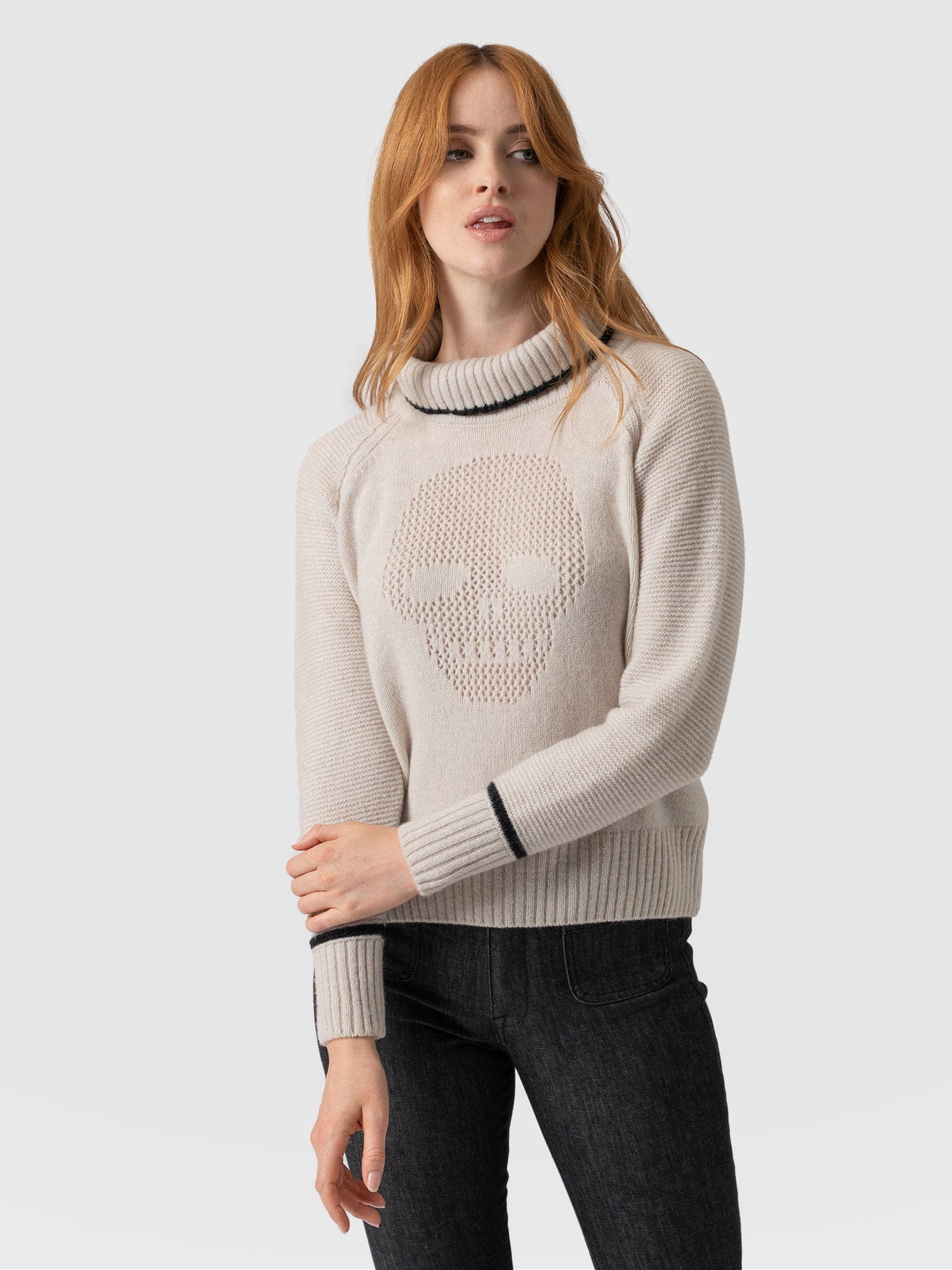 Blake Cashmere Skull Jumper Cream - Women's Jumper | Saint + Sofia® UK
