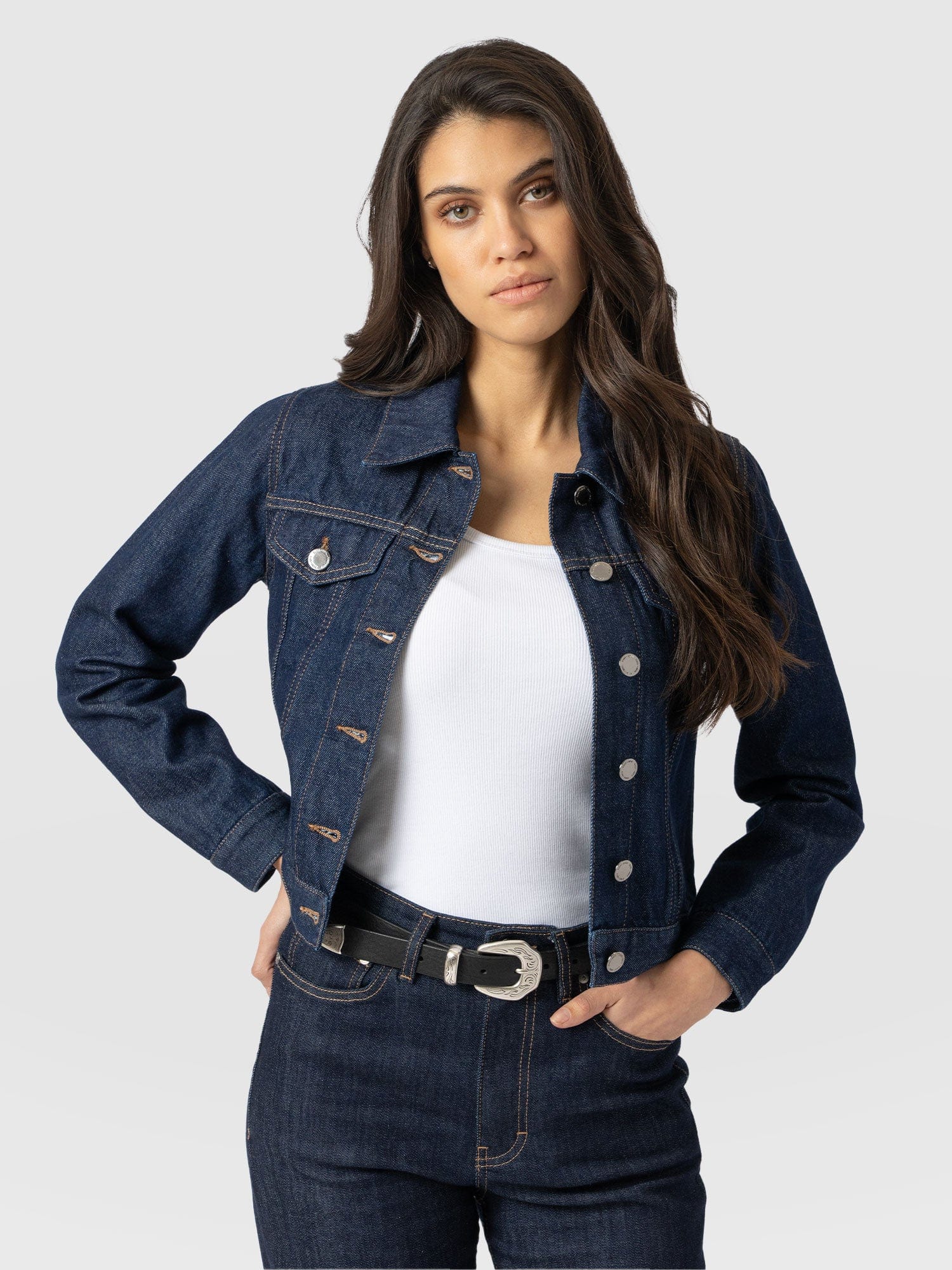 Bowie Denim Jacket - Indigo Blue - Women's Jackets | Saint + Sofia® UK