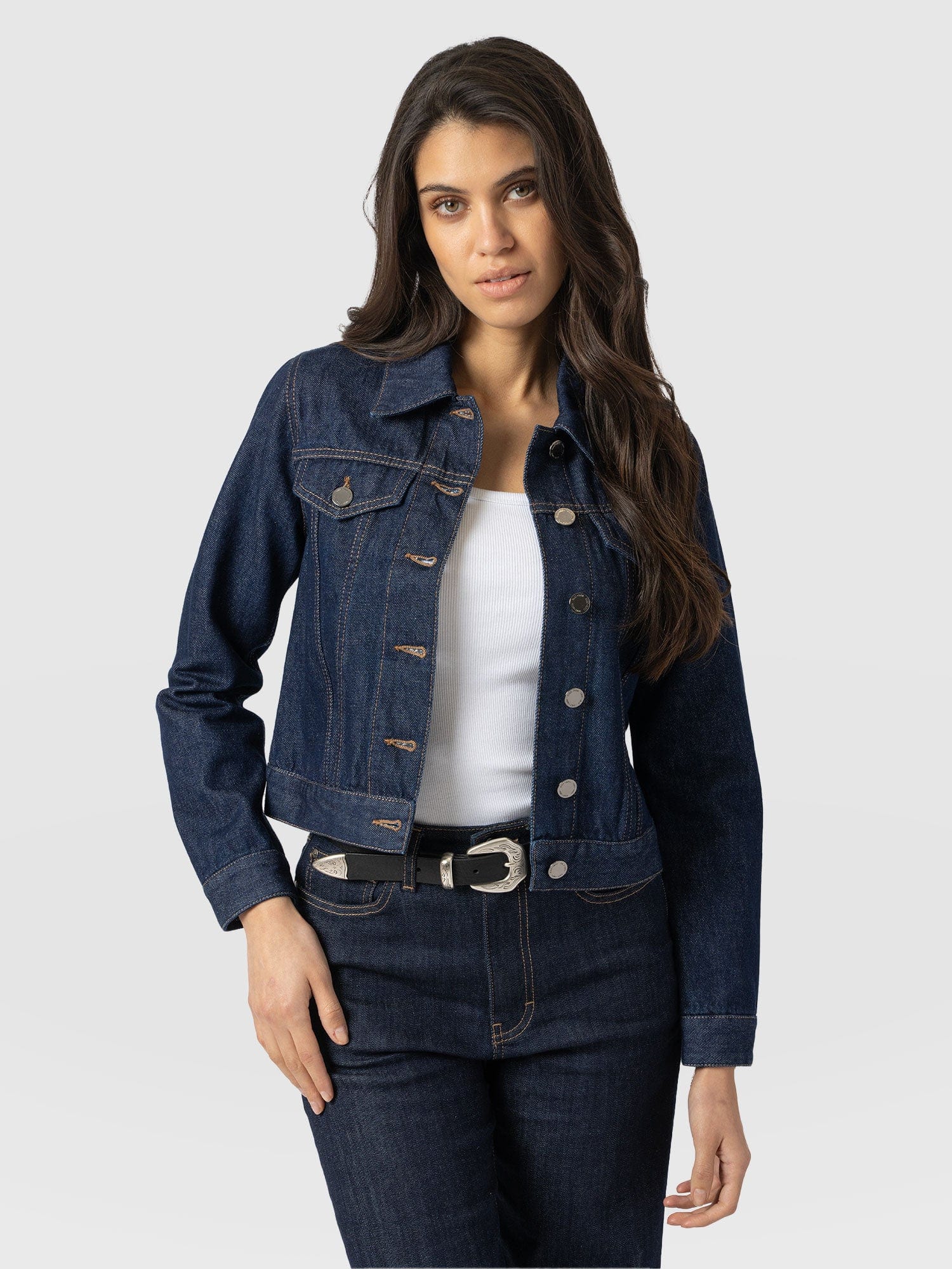 Bowie Denim Jacket - Indigo Blue - Women's Jackets | Saint + Sofia® UK