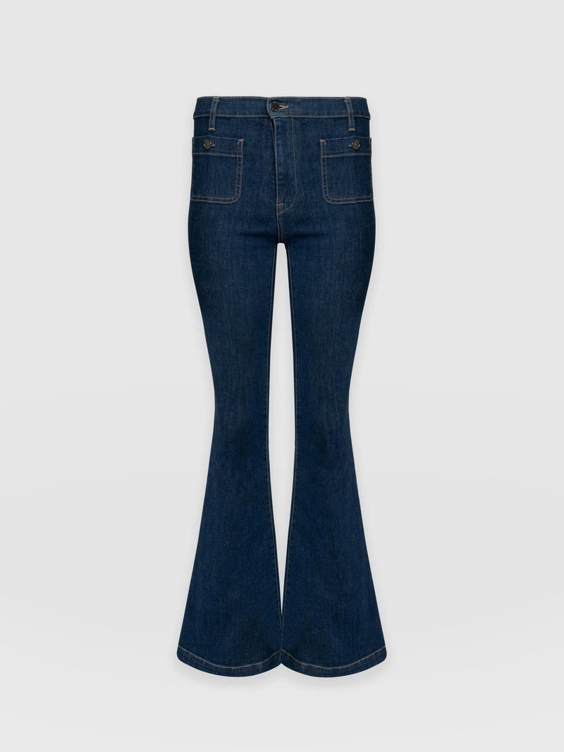 Bowie Stretch Flare Jeans - Mid Blue