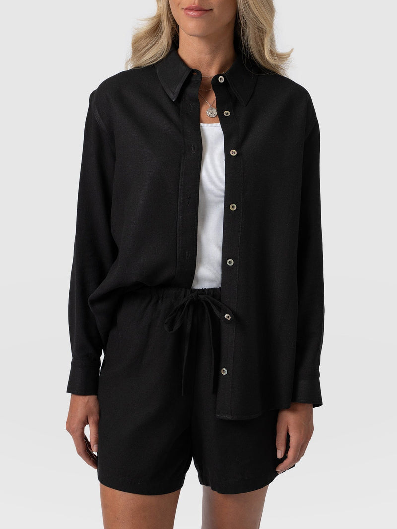 Boyfriend Shirt - Black Linen