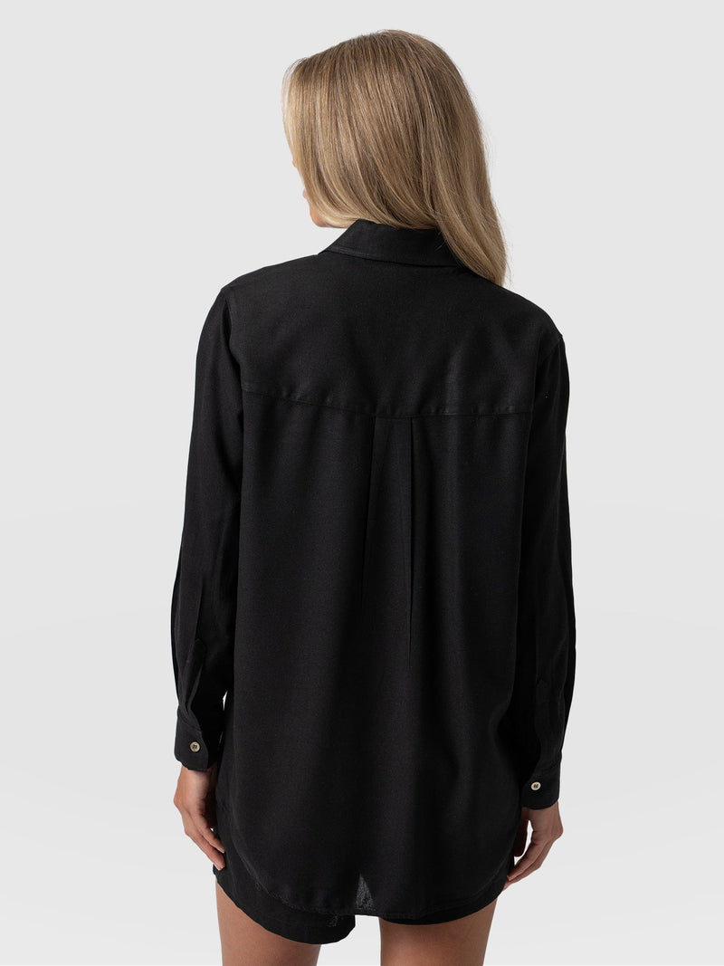 Boyfriend Shirt - Black Linen