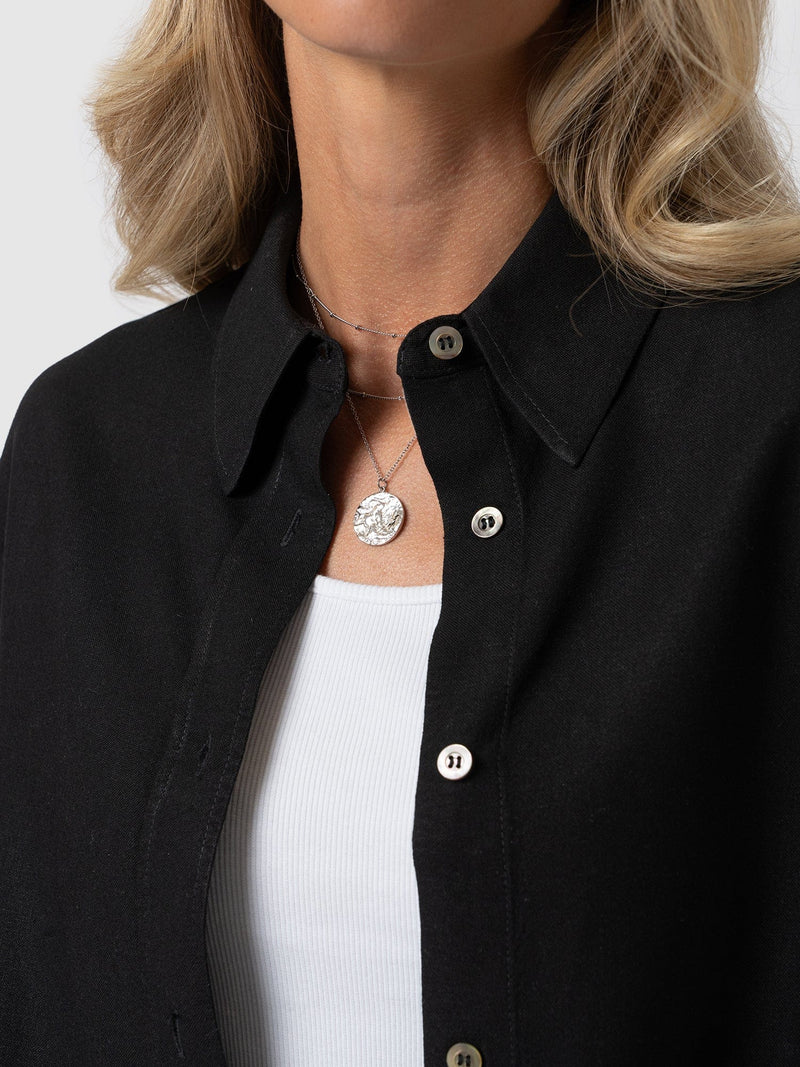 Boyfriend Shirt - Black Linen