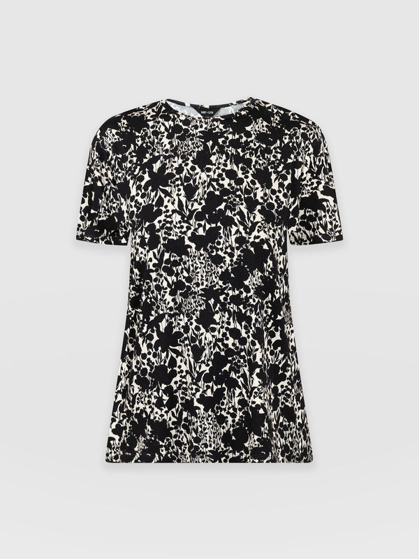 Boyfriend Tee - Black Cream Floral