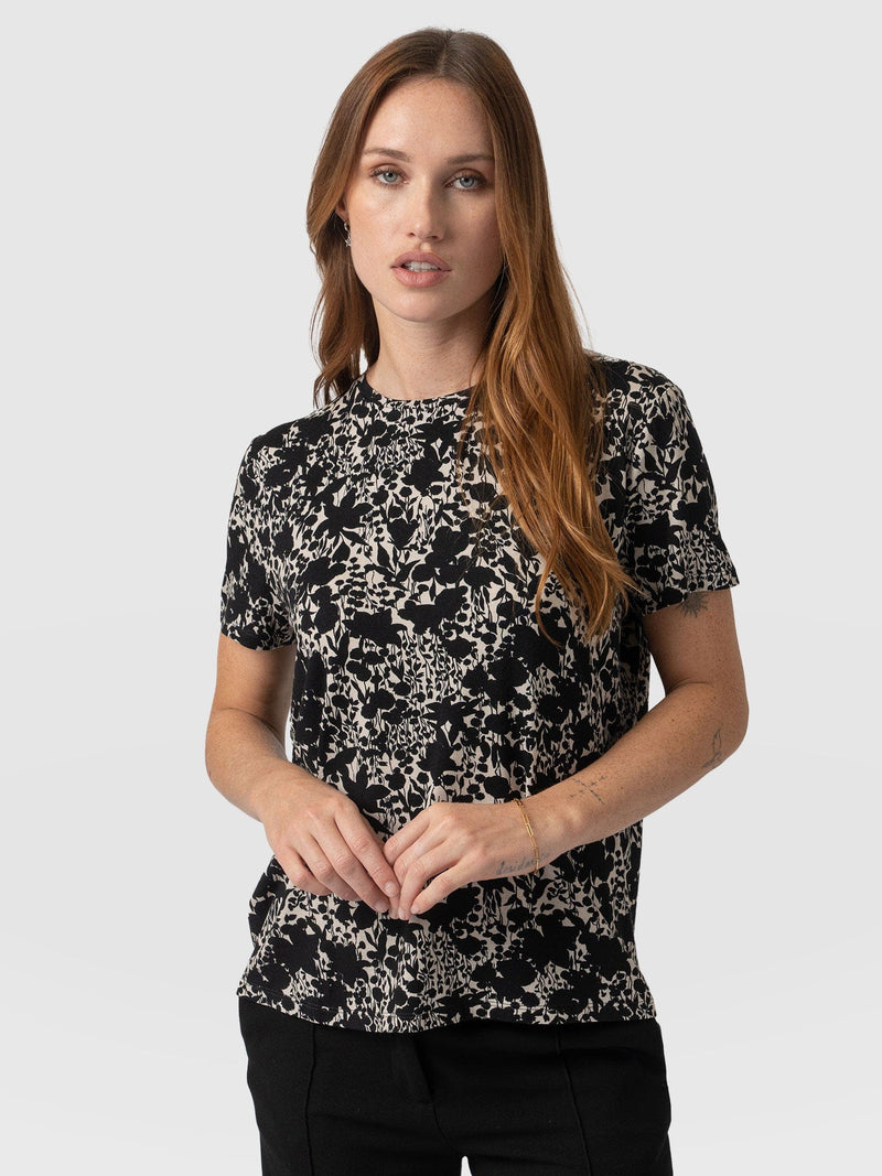 Boyfriend Tee - Black Cream Floral