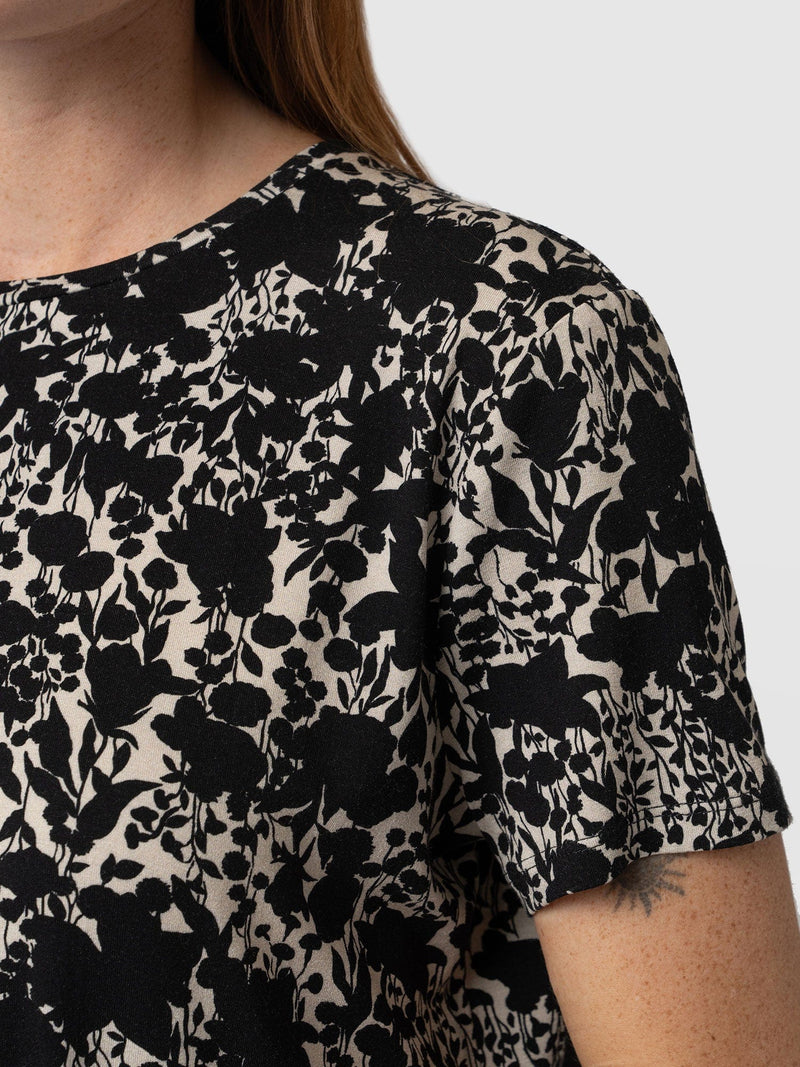 Boyfriend Tee - Black Cream Floral