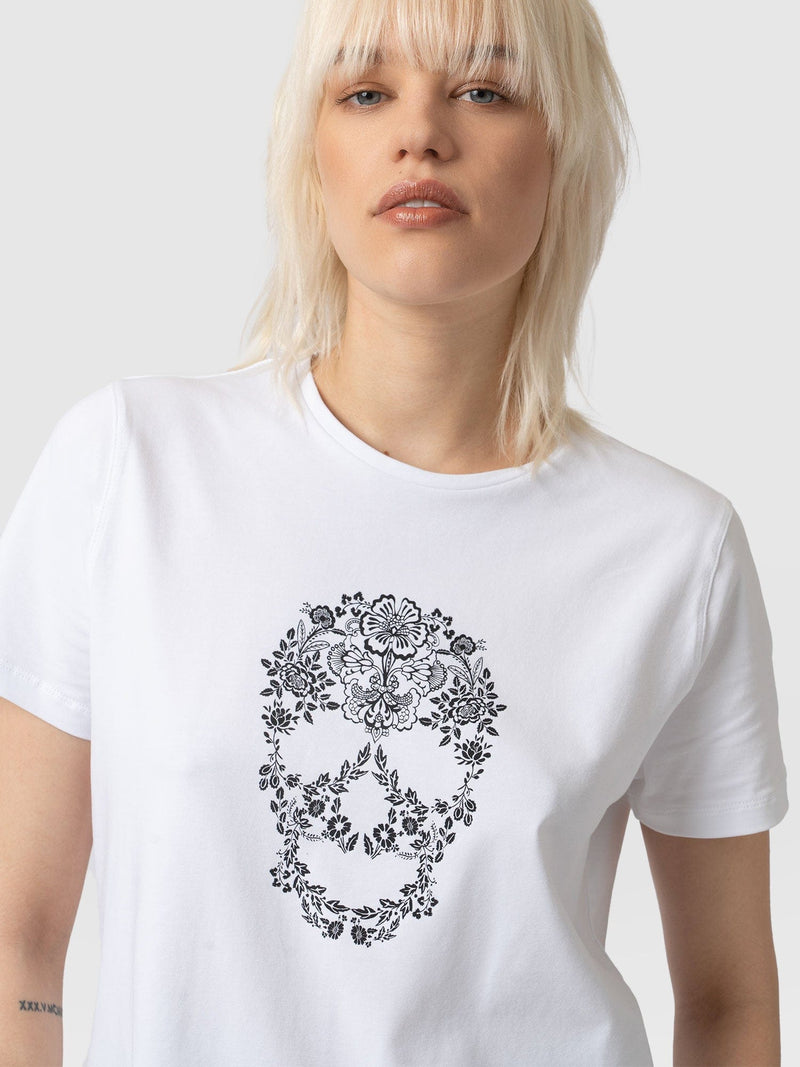 Boyfriend Tee - White Skull